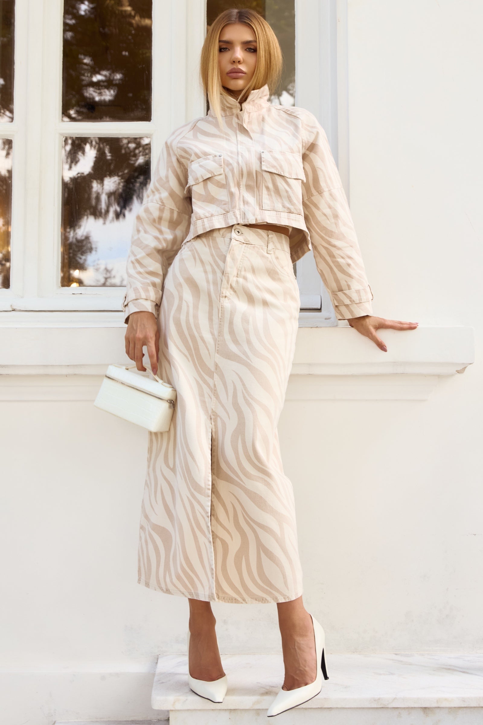 Saia Maxi Midi em Sarja Estampada 93535 Linzzi