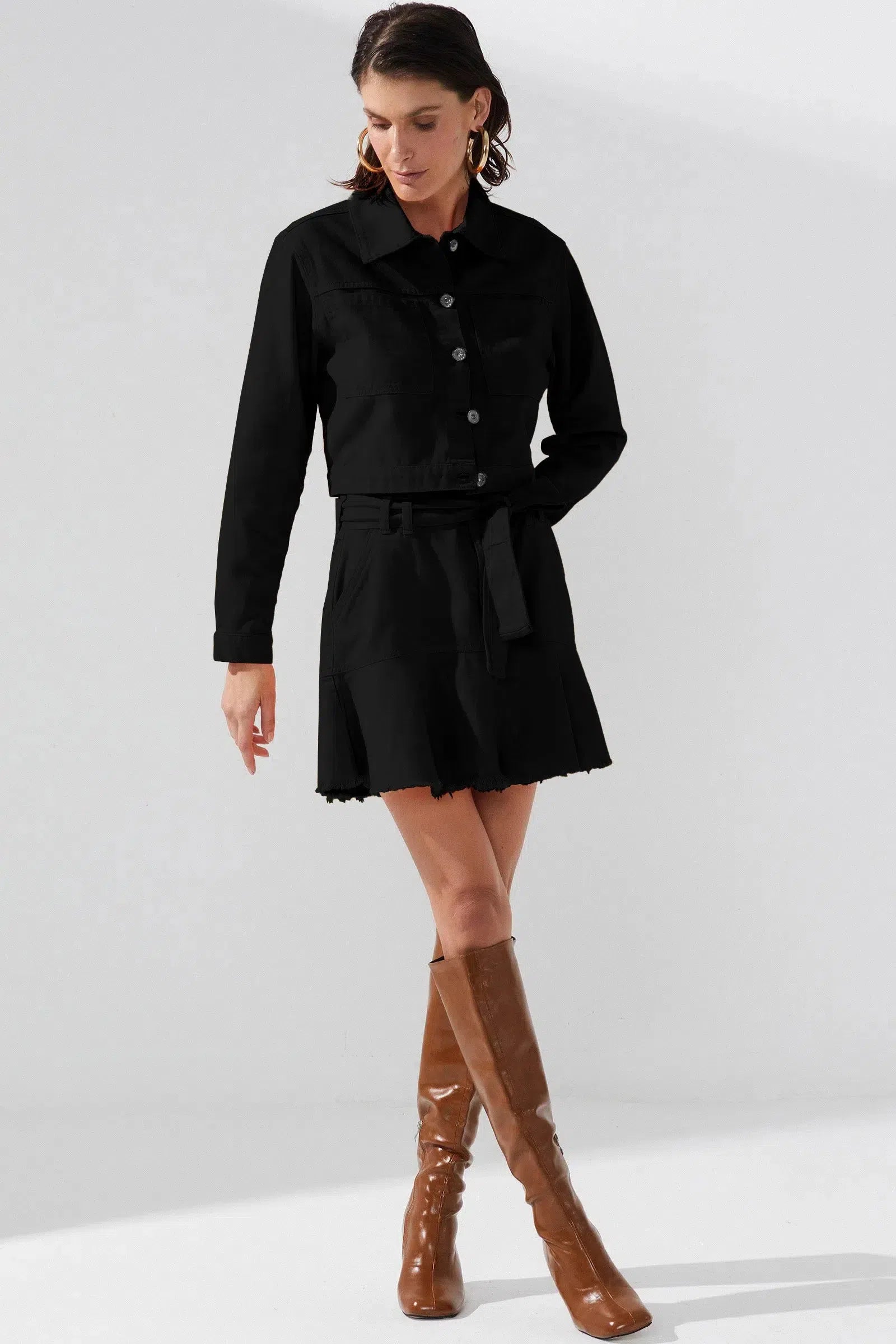 Jaqueta Cropped em Sarja 70082 Linzzi