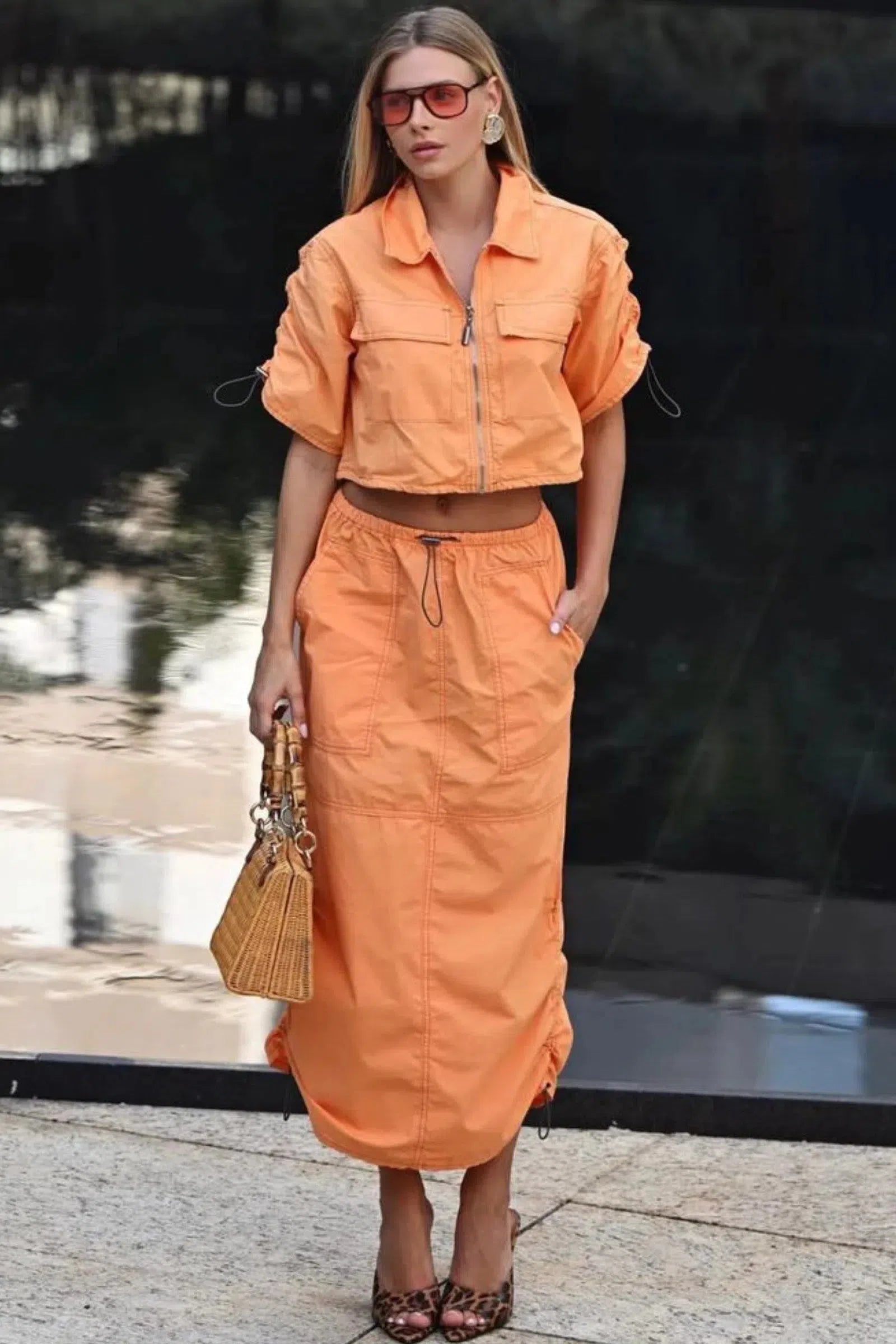 Saia Midi Parachute em Sarja 73652 Linzzi