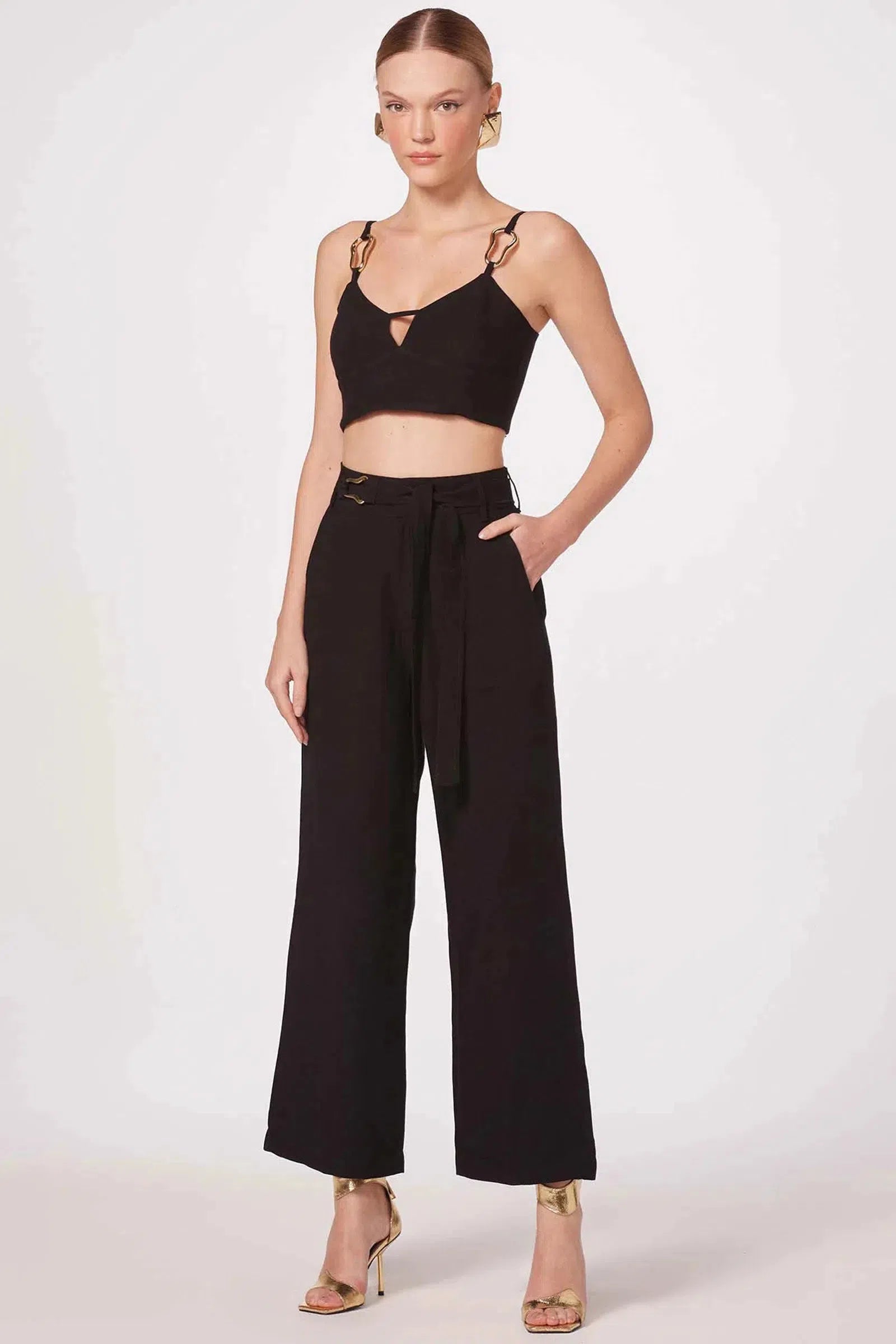 Calça Cropped em Blend de Viscose 75581 Linzzi