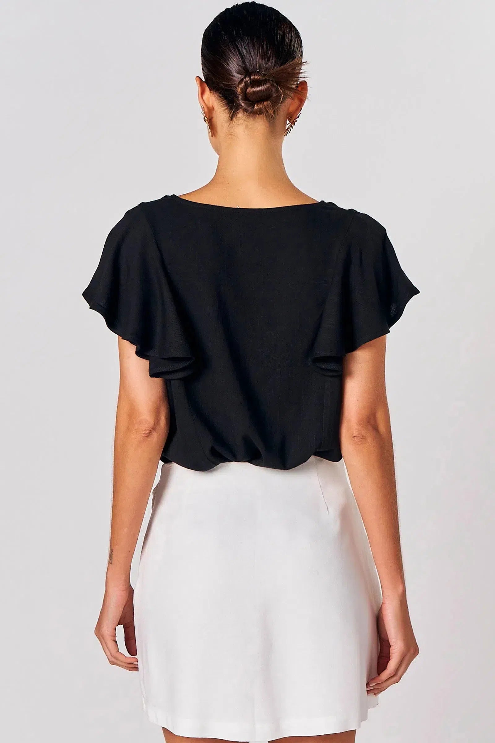 Blusa Decote 'V' em Viscose com Elastano 76077 Linzzi