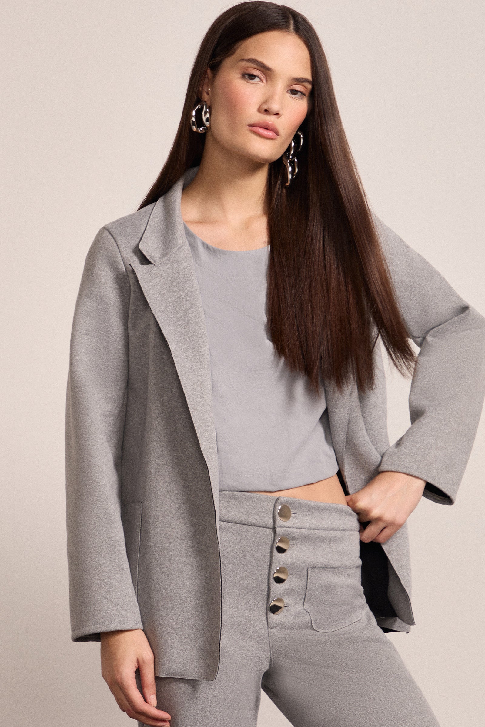 Blazer em Malha Double Estilo Alfaiataria 81444 Linzzi