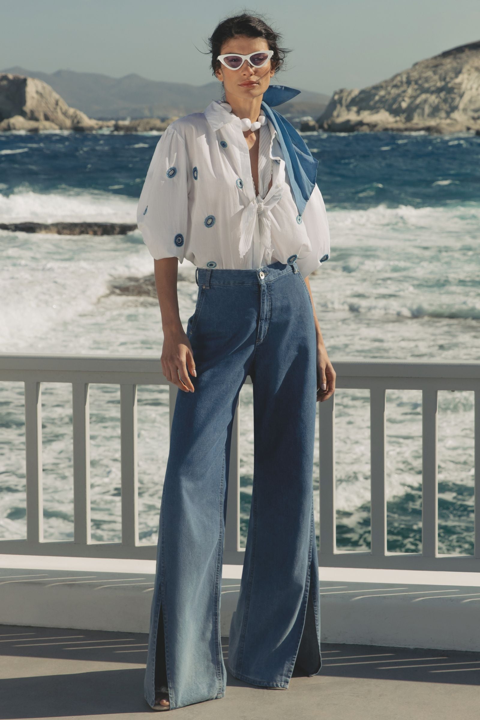 Calça Pantalona em Denim 83252 Linzzi