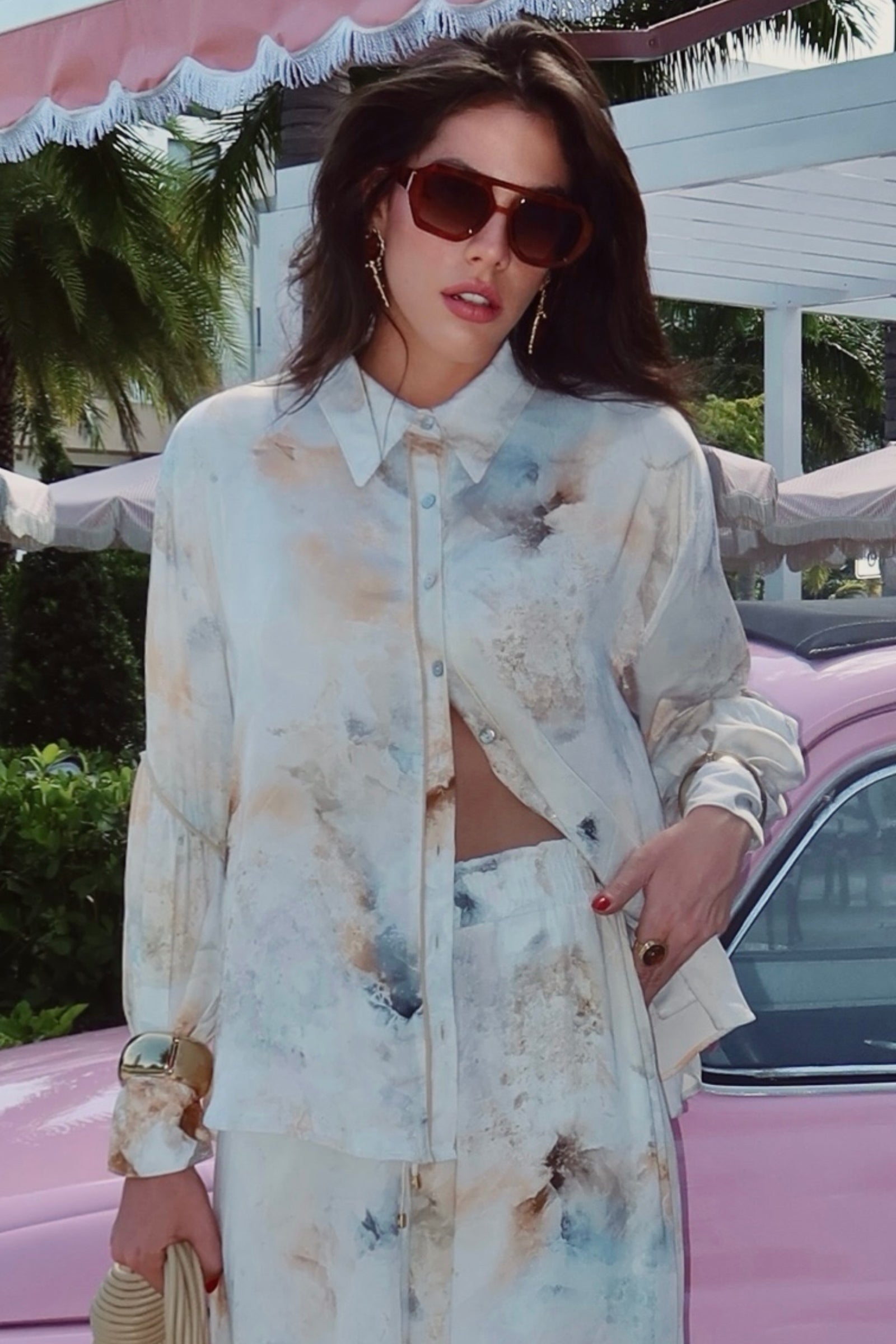 Camisa em Crepe Acetinado Digital 84052 Linzzi