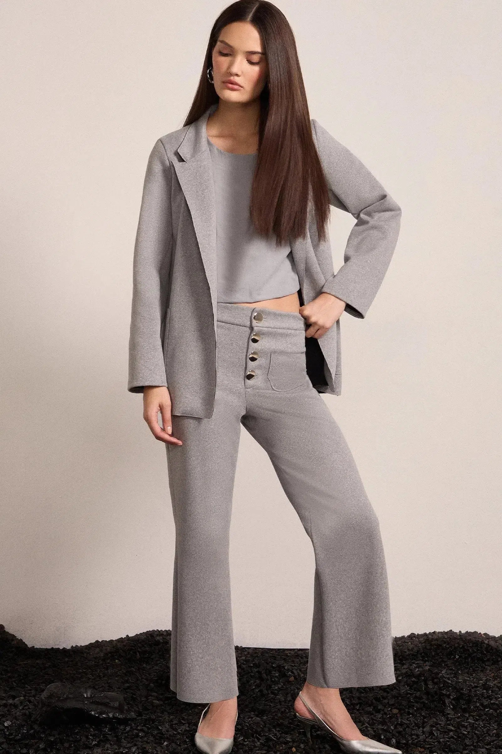 Blazer em Malha Double Estilo Alfaiataria 81444 Linzzi