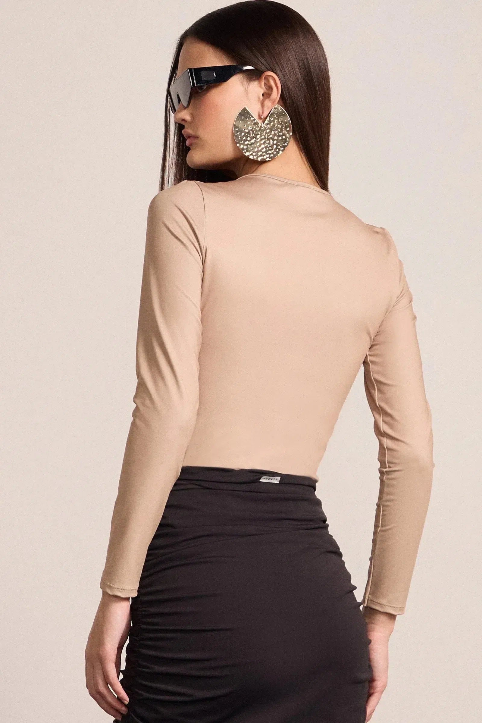 Blusa Drapeada em Malha Poliamida Delicaté 81706 Linzzi