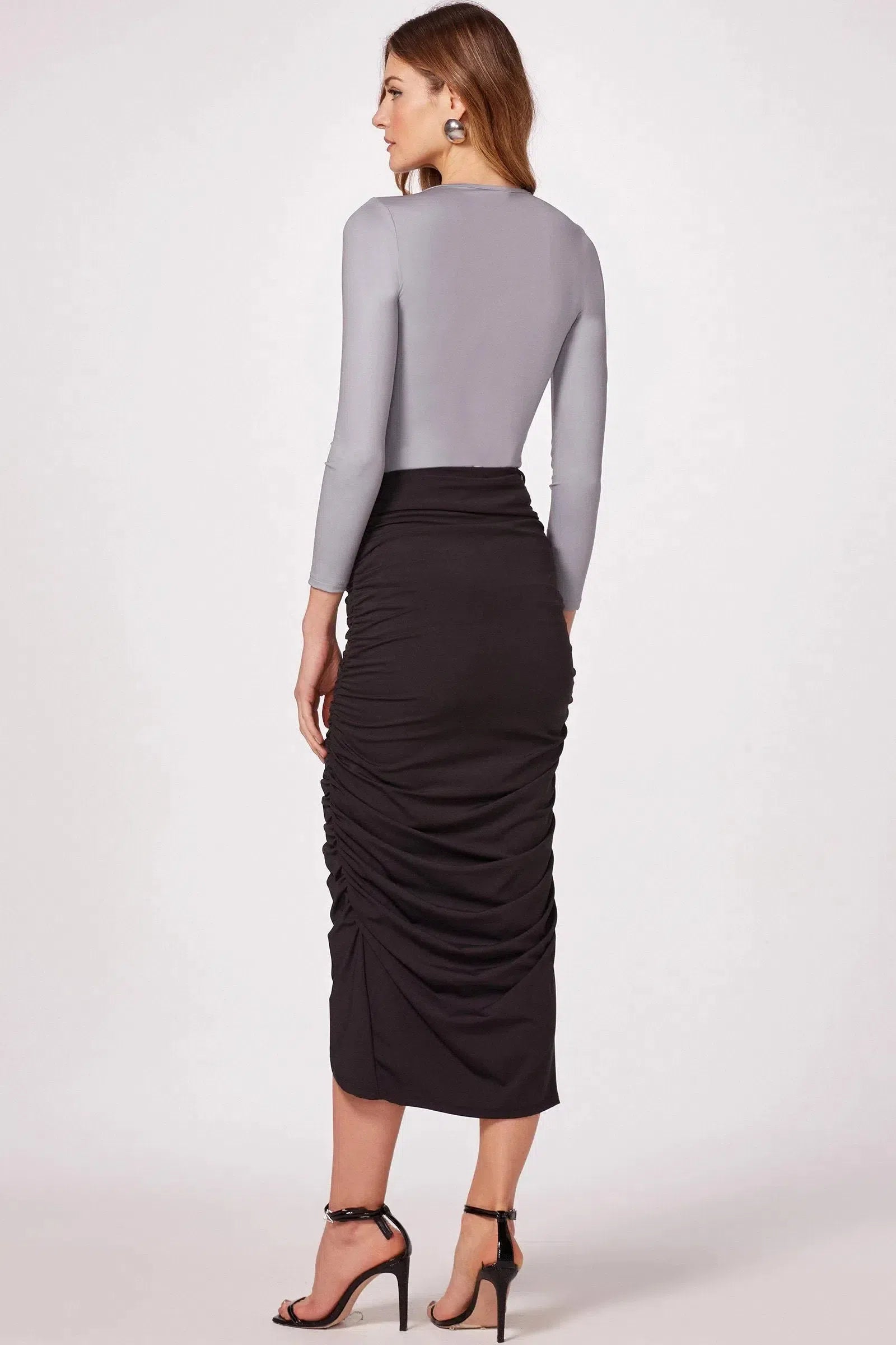 Blusa Drapeada em Malha Poliamida Delicaté 81706 Linzzi