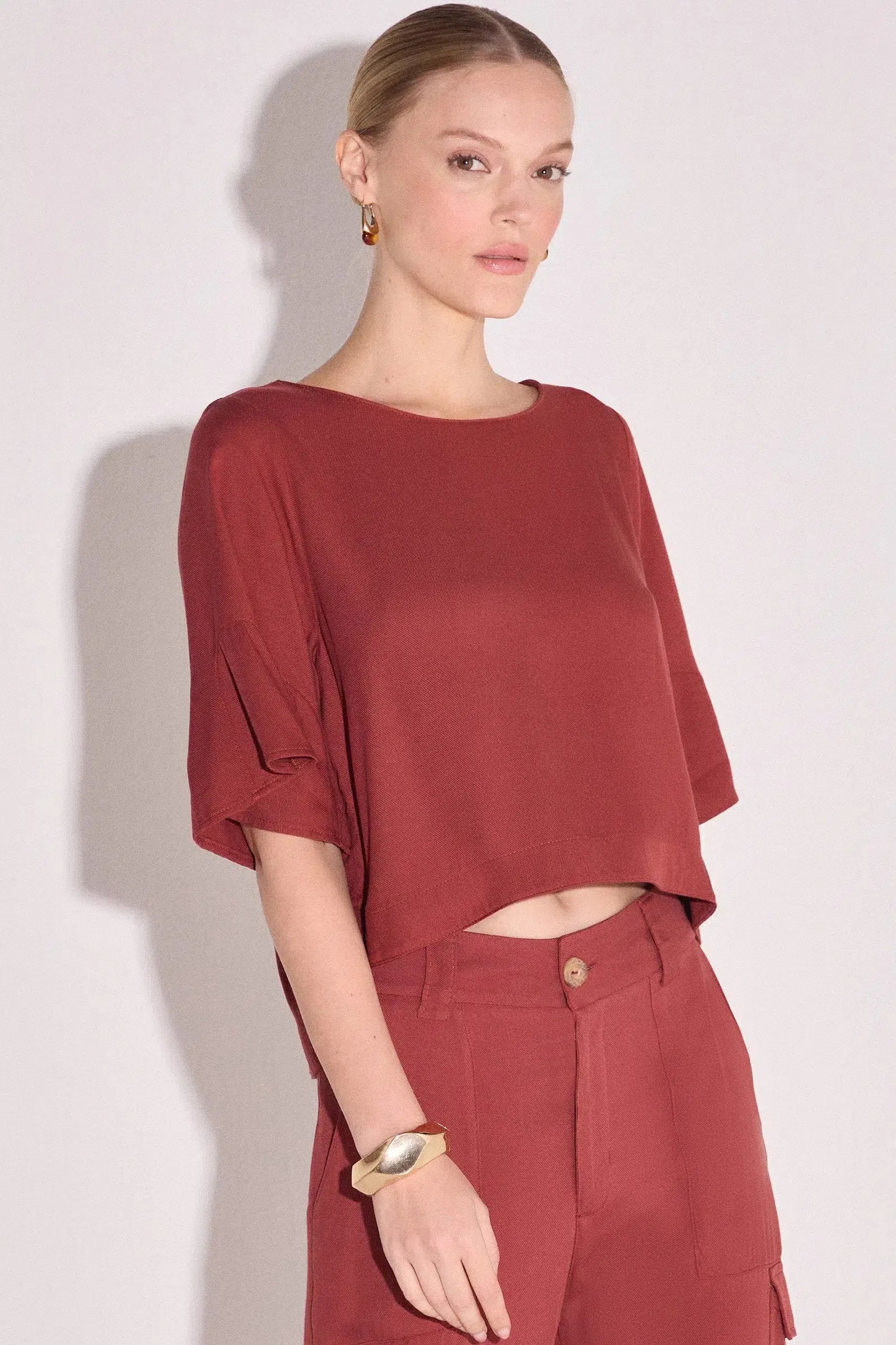 Blusa Manga Ampla em Blend de Viscose 80032 Linzzi