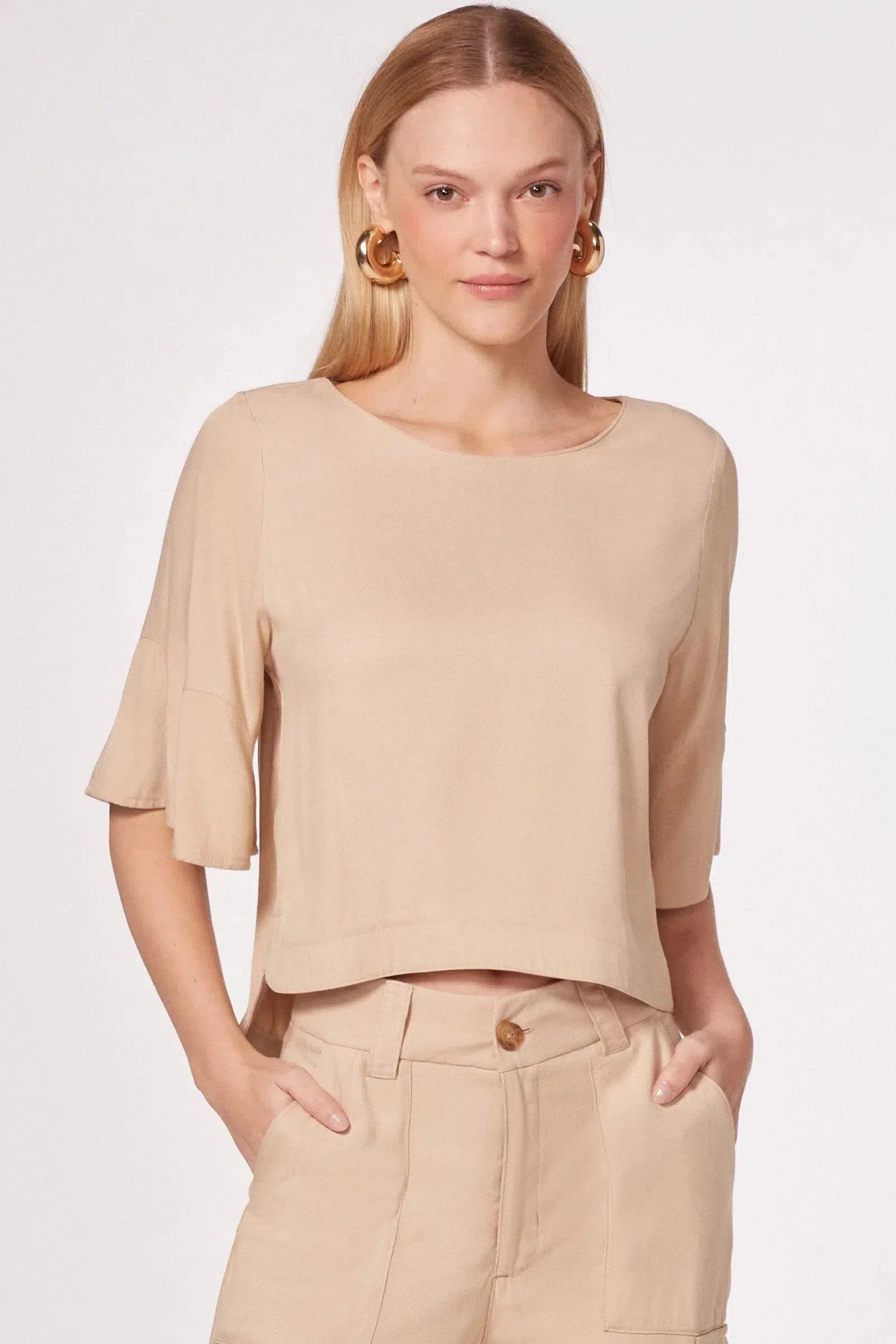 Blusa Manga Ampla em Blend de Viscose 80032 Linzzi