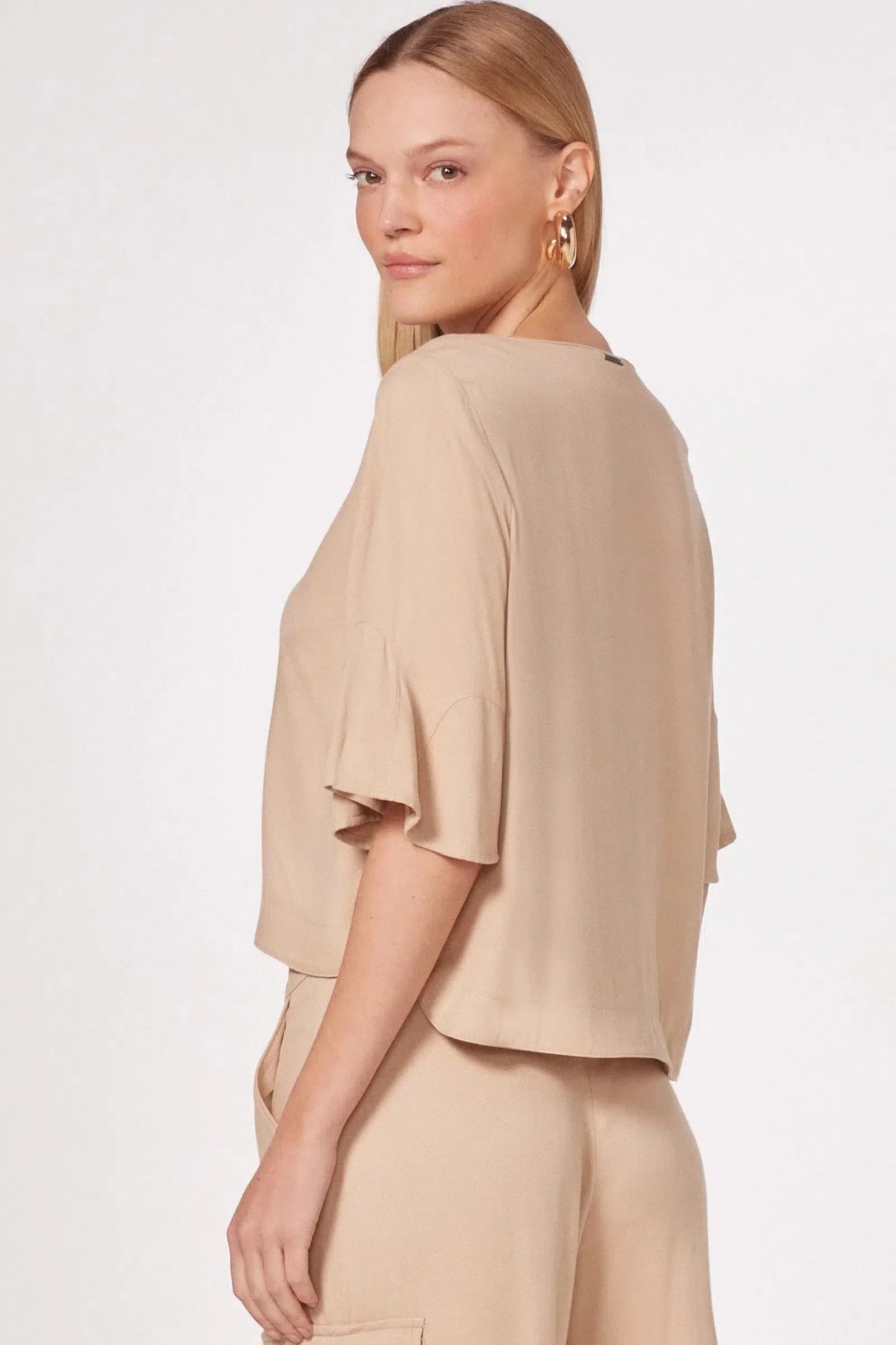 Blusa Manga Ampla em Blend de Viscose 80032 Linzzi