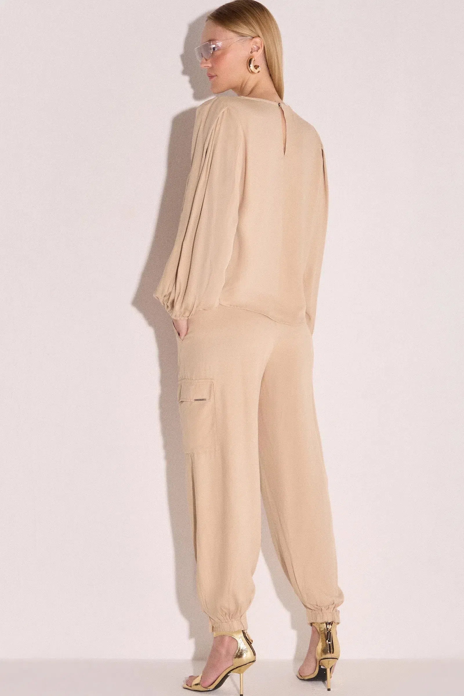 Blusa Manga Longa em Blend de Viscose 80027 Linzzi