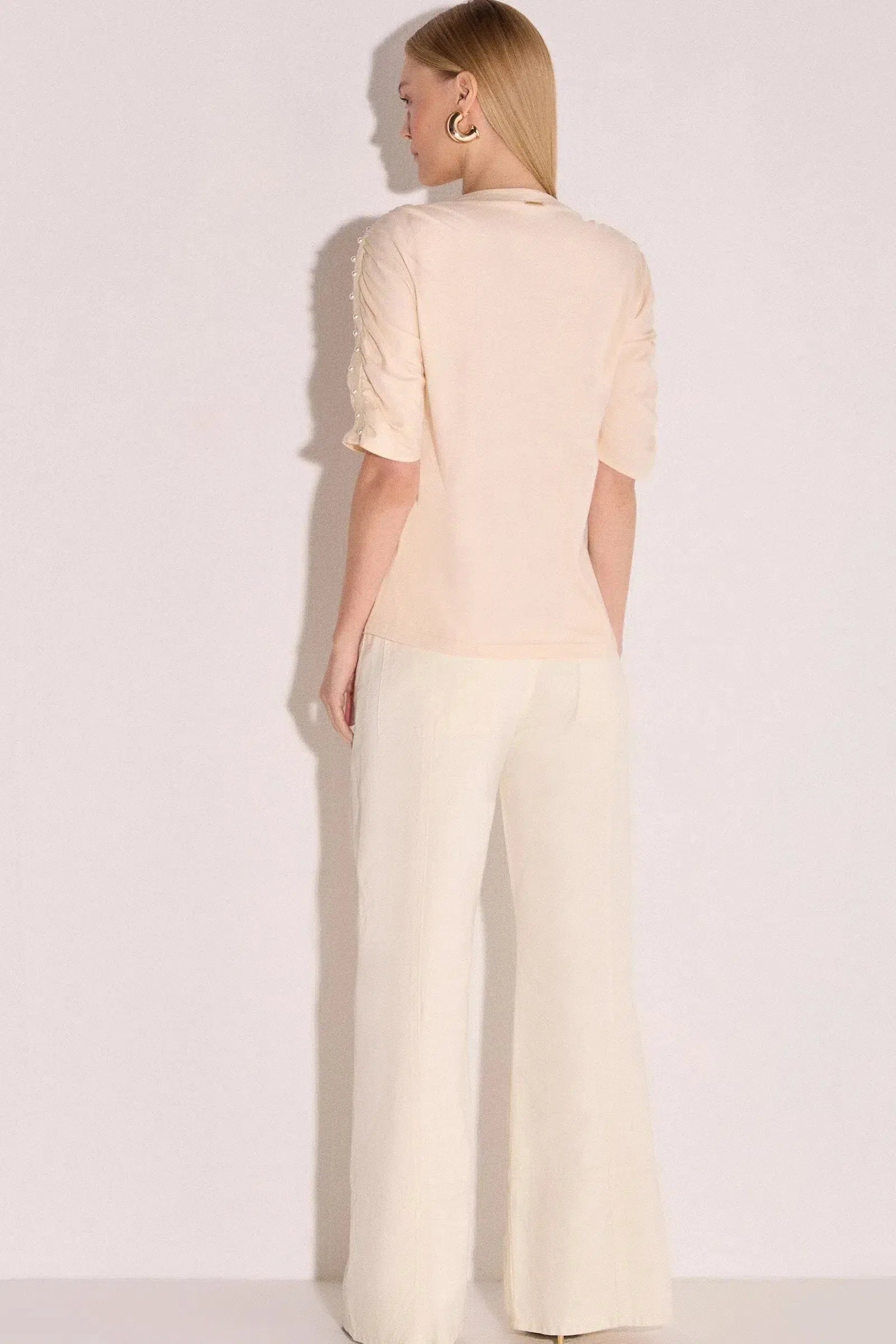 Calça Wide Leg Cintura Alta em Sarja 79064 Linzzi