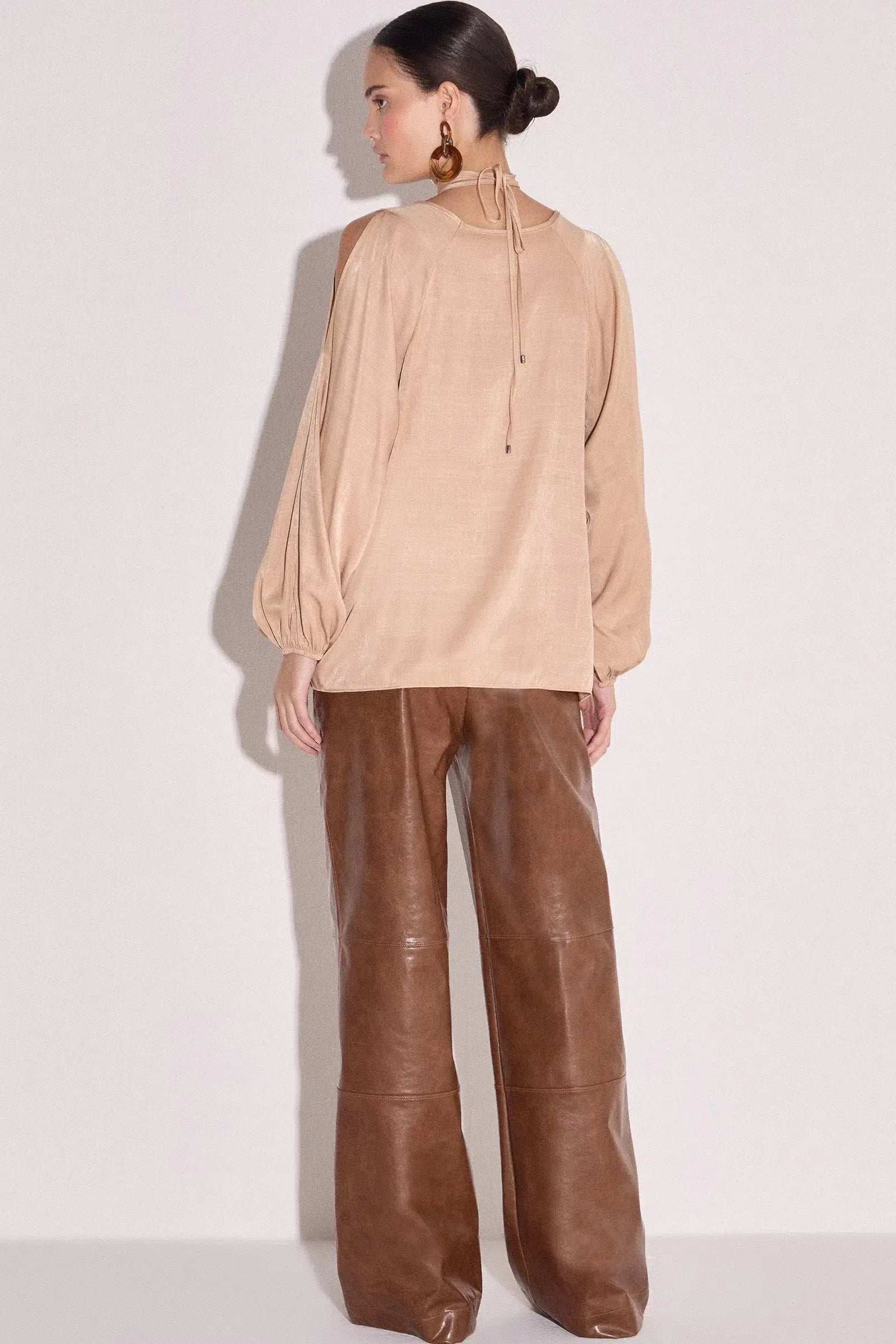 Calça Wide Leg Couro P.U 80508 Linzzi