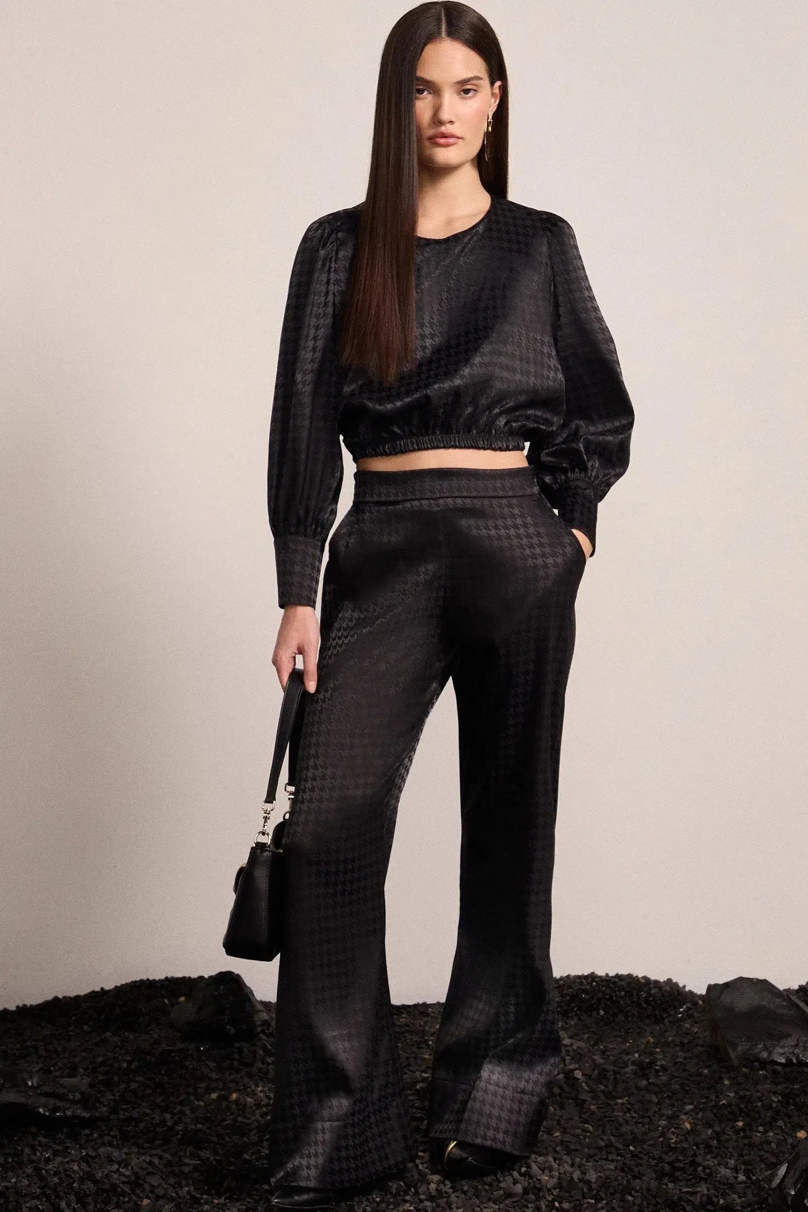 Calça Wide Leg em Santin Jacquard 79068 Linzzi