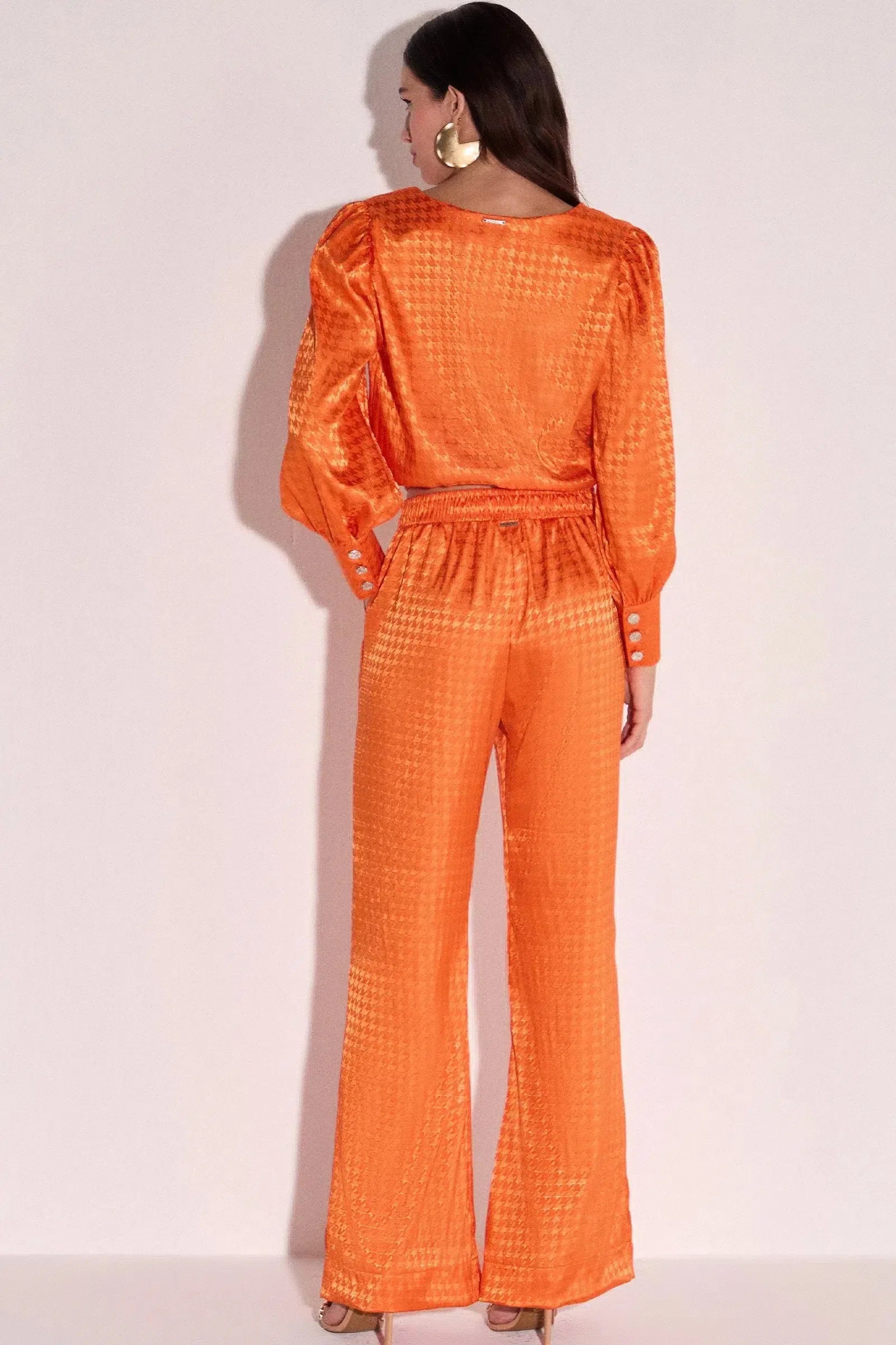 Calça Wide Leg em Santin Jacquard 79068 Linzzi