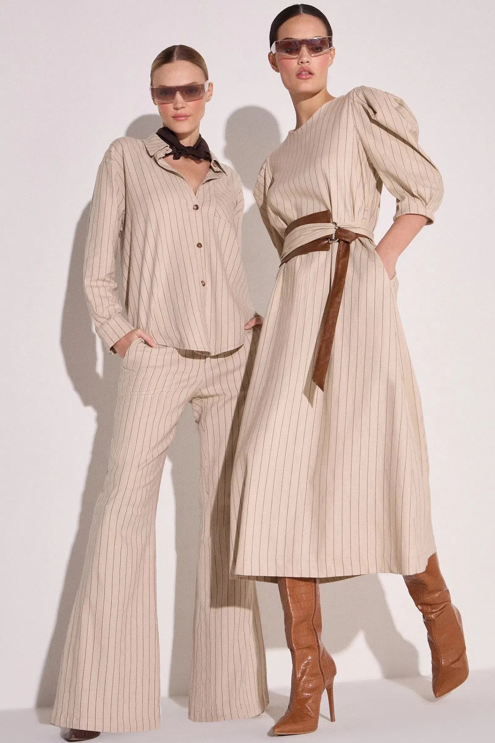 Camisa em Blend de Linho Listrado com Elastano 79384 Linzzi