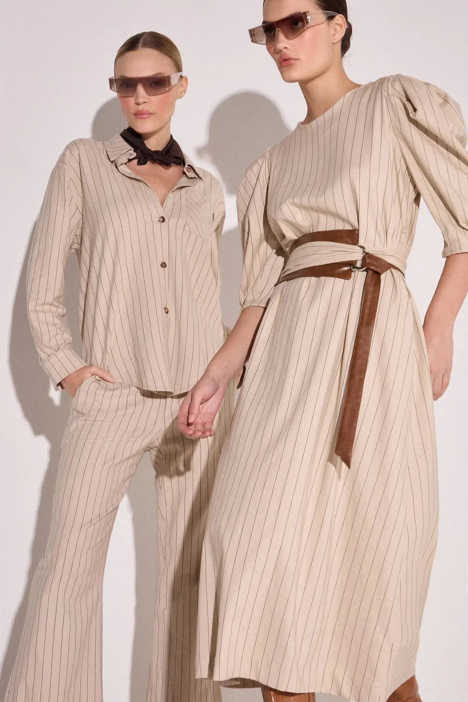 Camisa em Blend de Linho Listrado com Elastano 79384 Linzzi