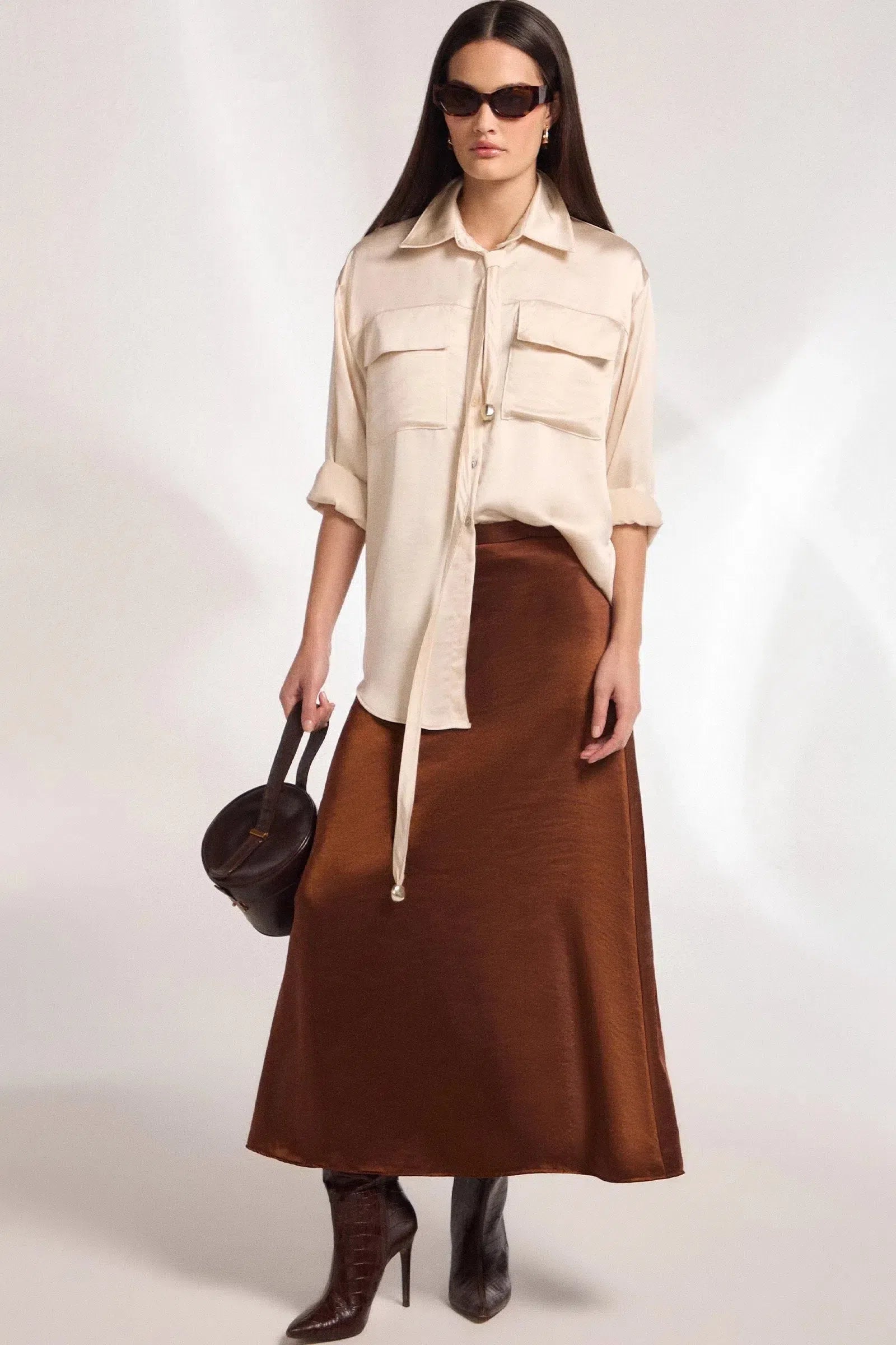 Camisa em Tecido Acetinado 81152 Linzzi