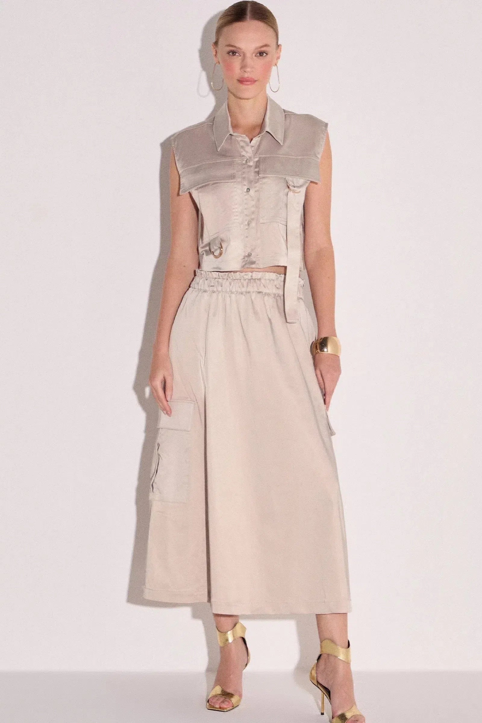 Camisa sem Manga em Sarja Acetinada 79731 Linzzi