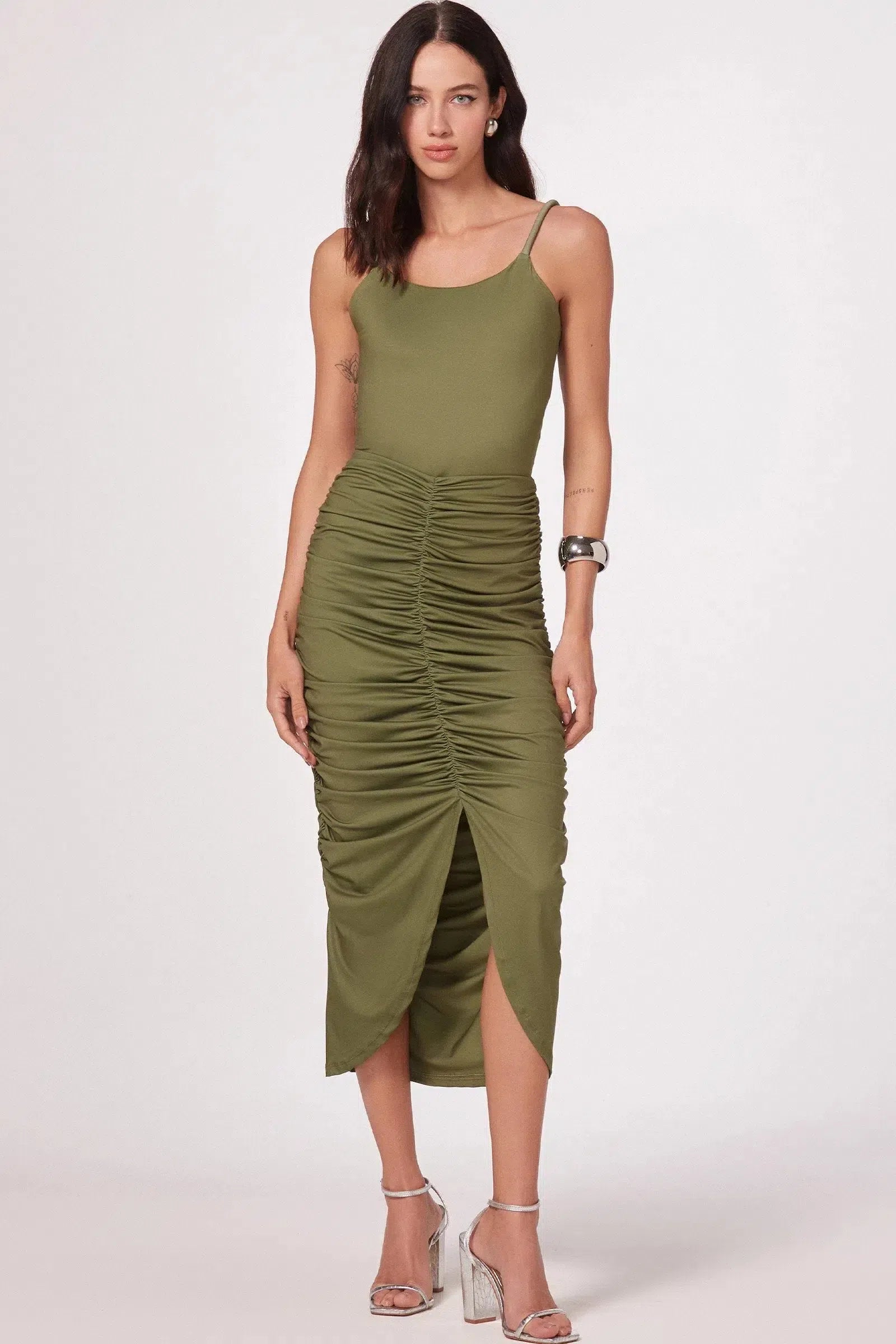 Saia Justa Maxi Midi em Malha Poliamida Delicaté 81707 Linzzi