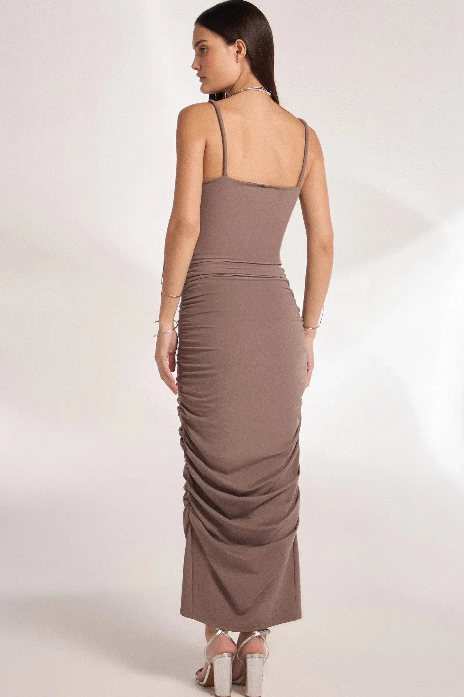 Saia Justa Maxi Midi em Malha Poliamida Delicaté 81707 Linzzi