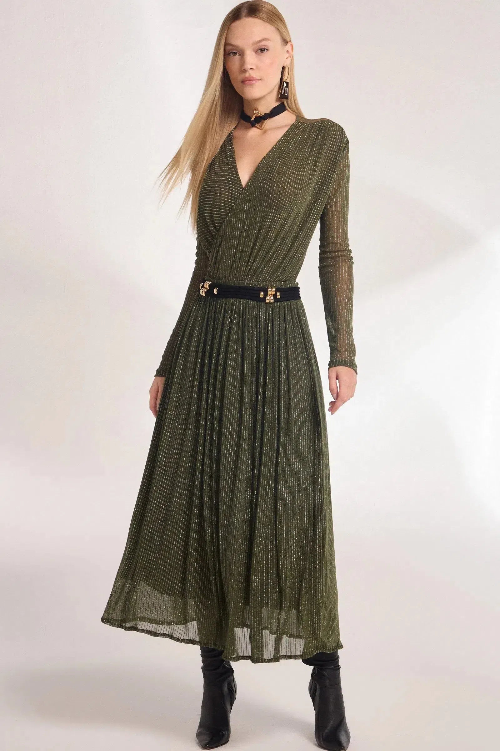 Saia Maxi Midi em Tule Listrado com Lurex 79964 Linzzi