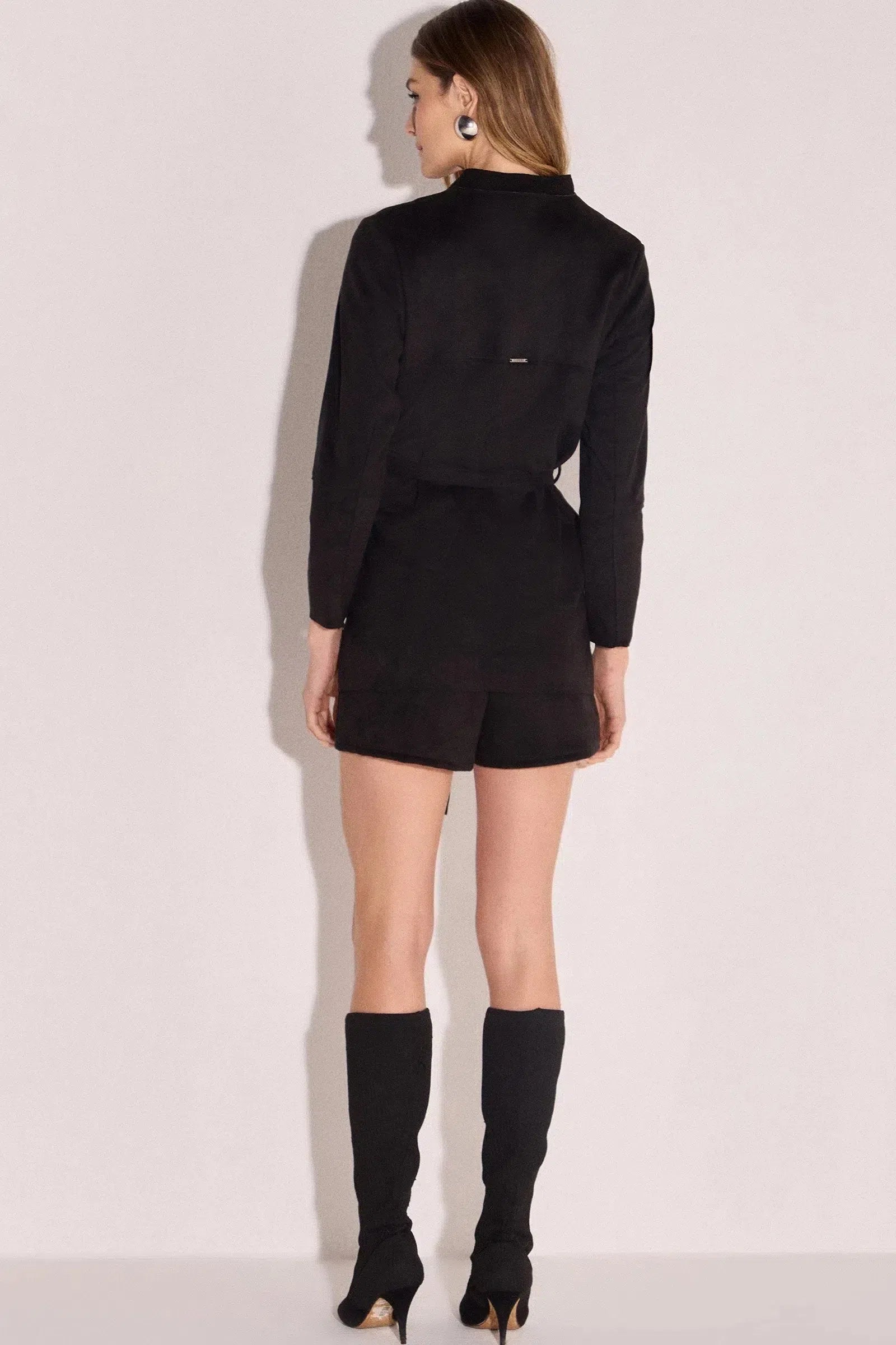 Shorts Cintura Alta em Scuba Suede 81124 Linzzi