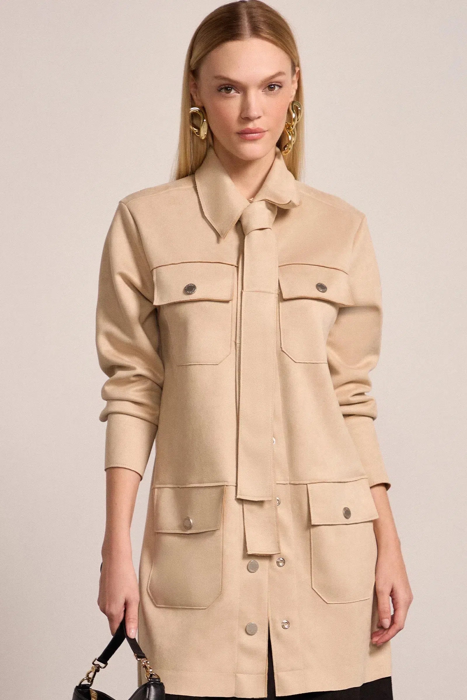 Vestido Chemise em Scuba Suede 79945 Linzzi