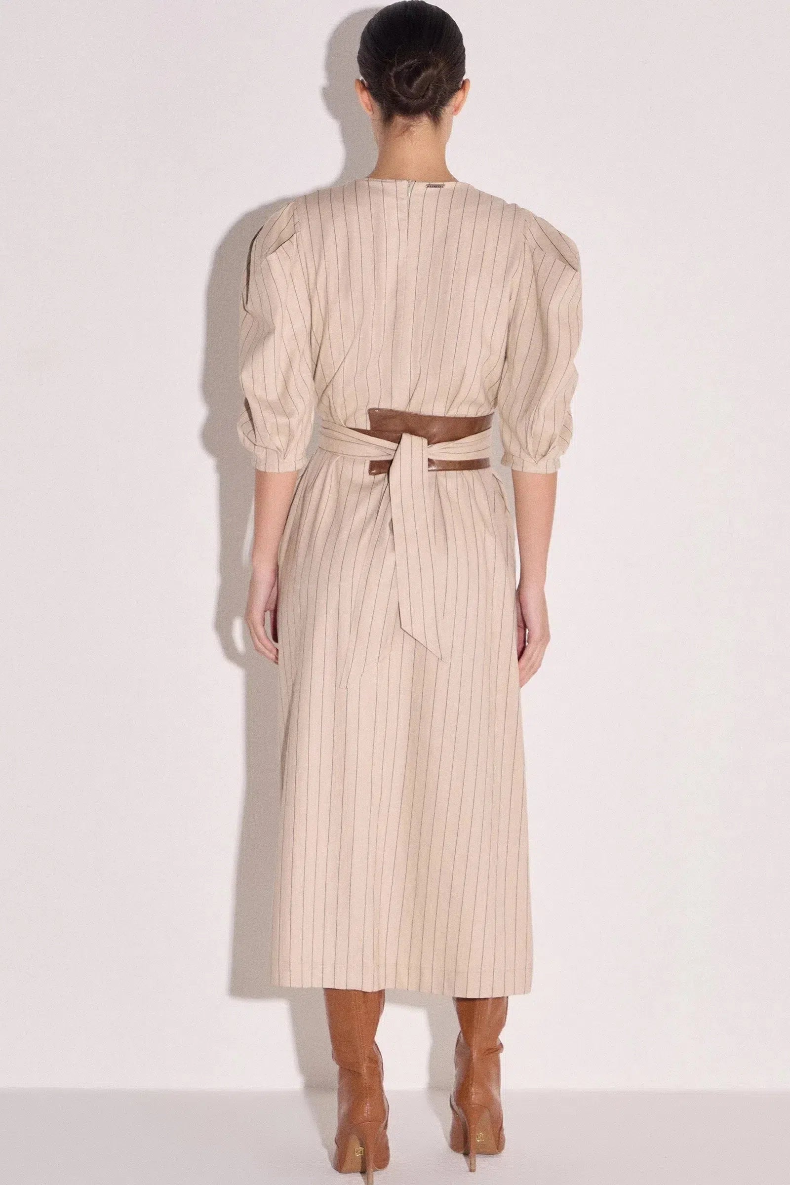 Vestido Maxi Midi em Blend de Linho com Elastano 82074 Linzzi