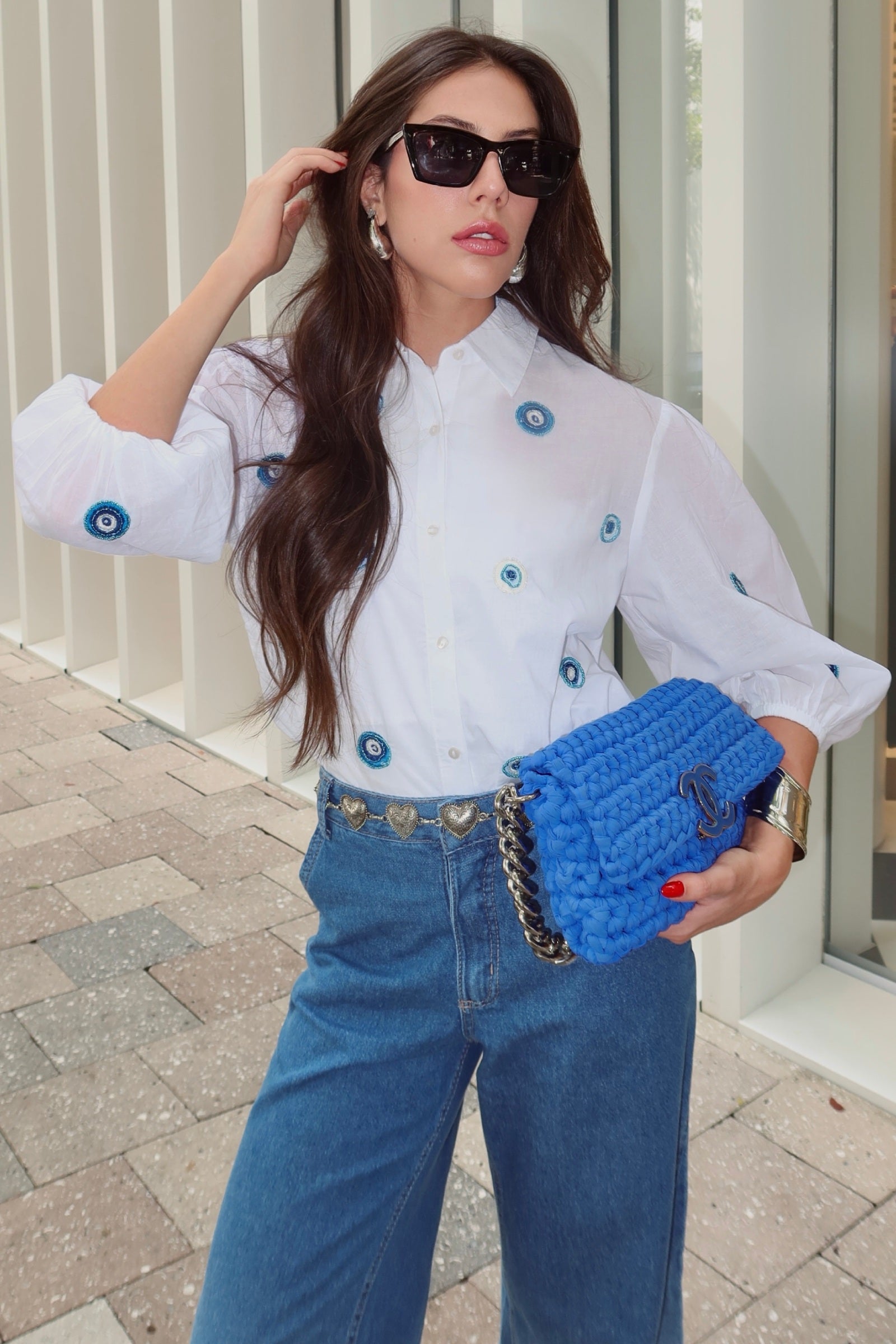 Calça Pantalona em Denim 83252 Linzzi