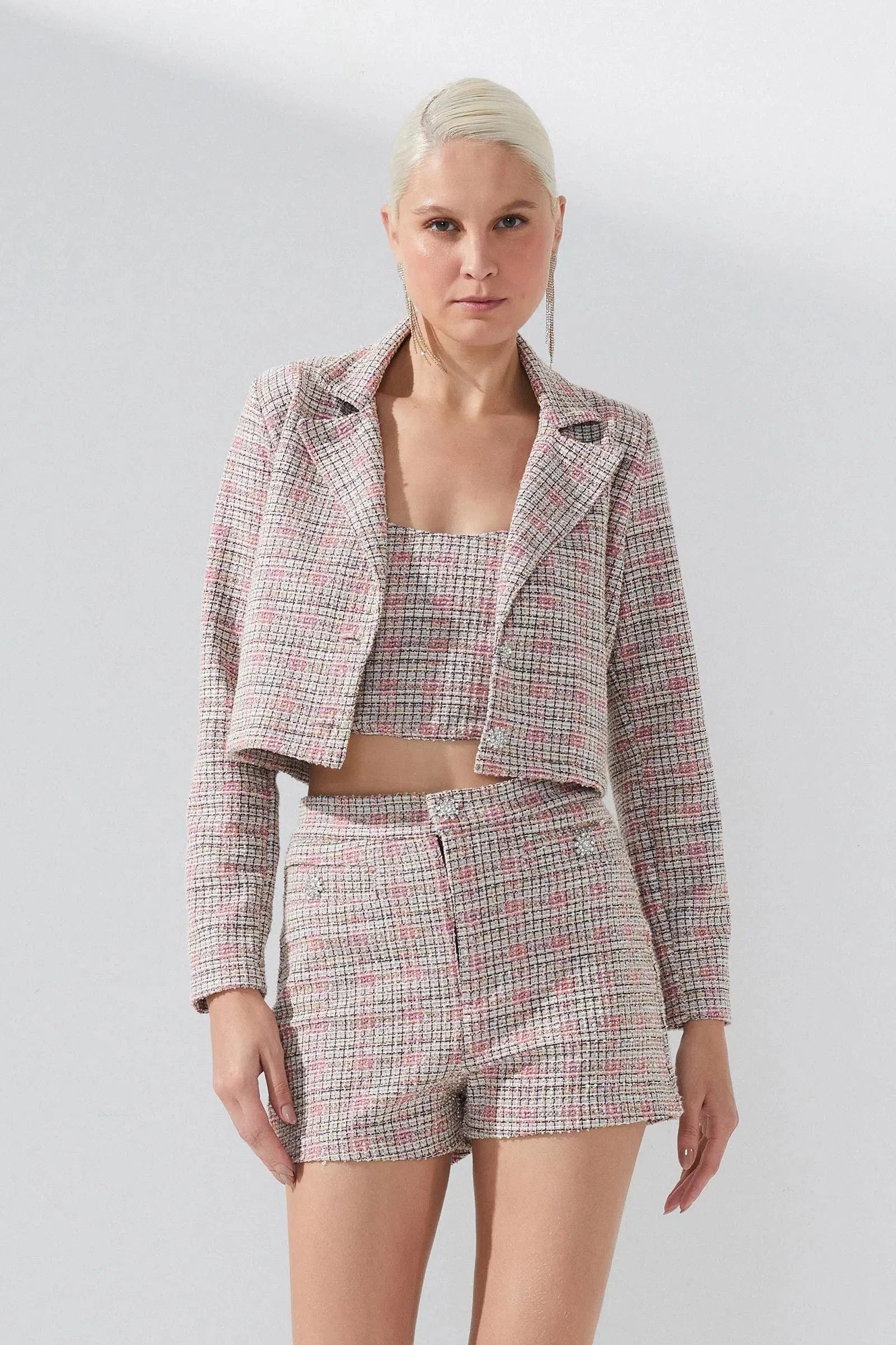 Blazer em Malha Tweed 70224 Linzzi