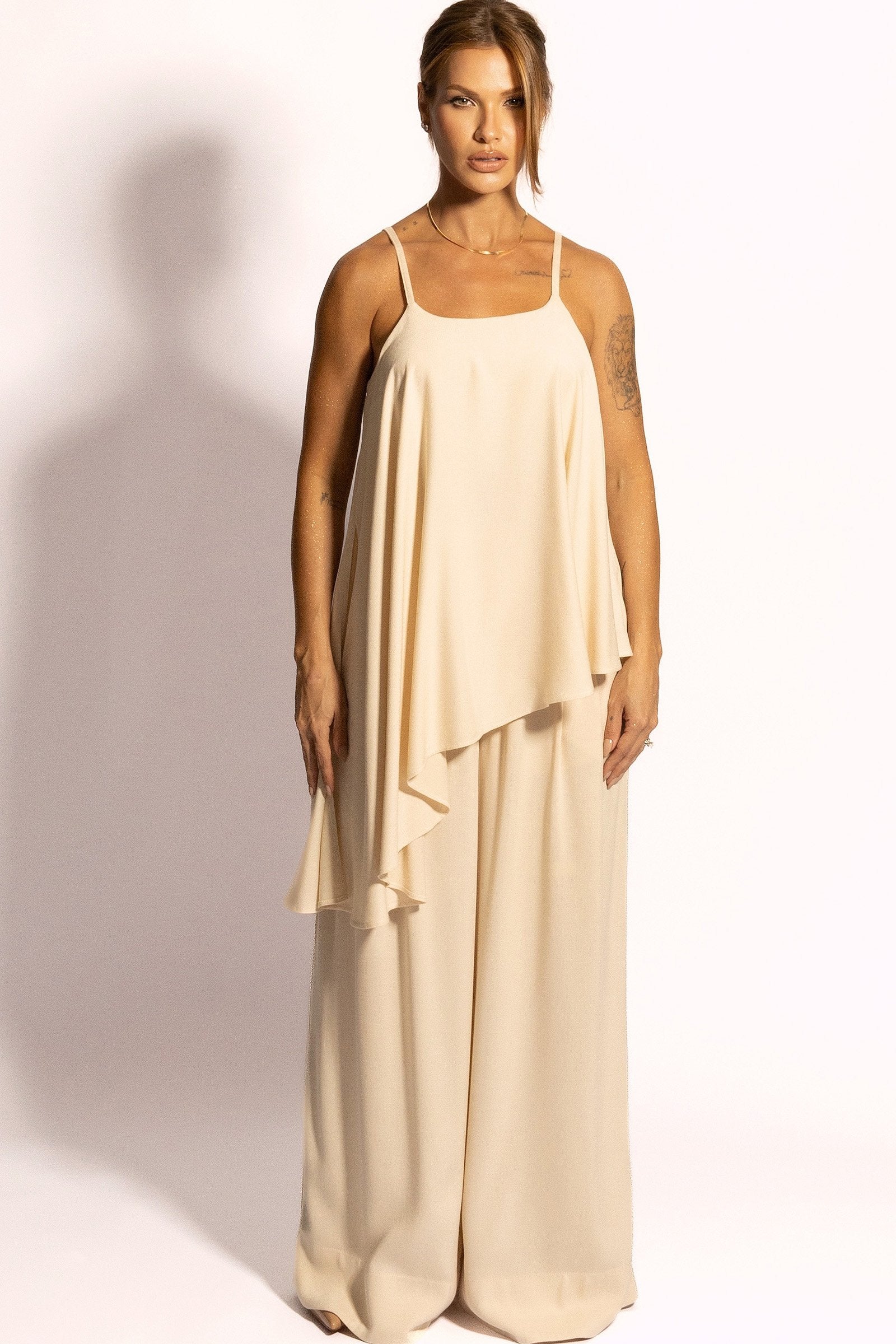 Blusa Assimétrica de Alças em Crepe 83783 Linzzi