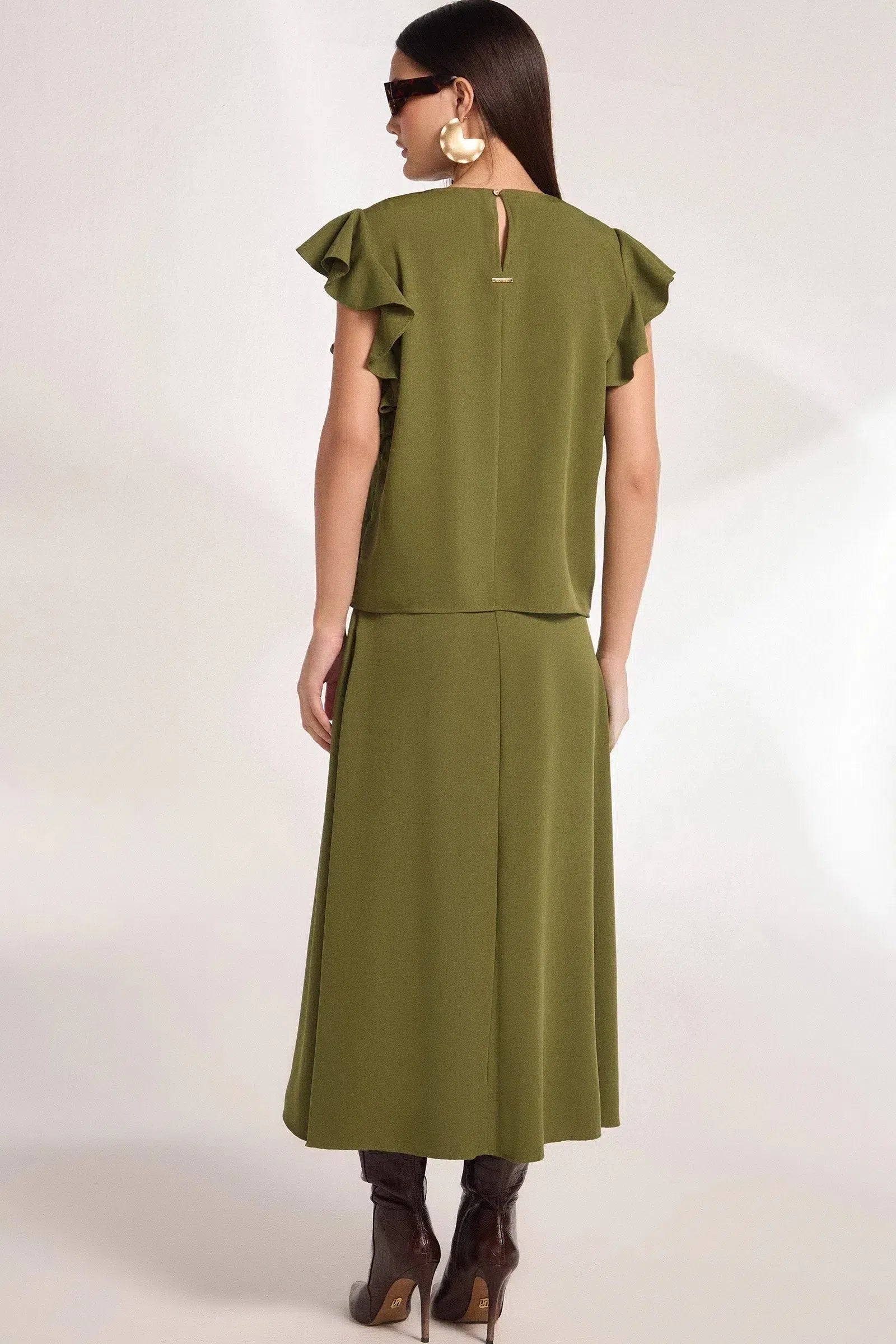 Blusa com Babados em Crepe 80504 Linzzi