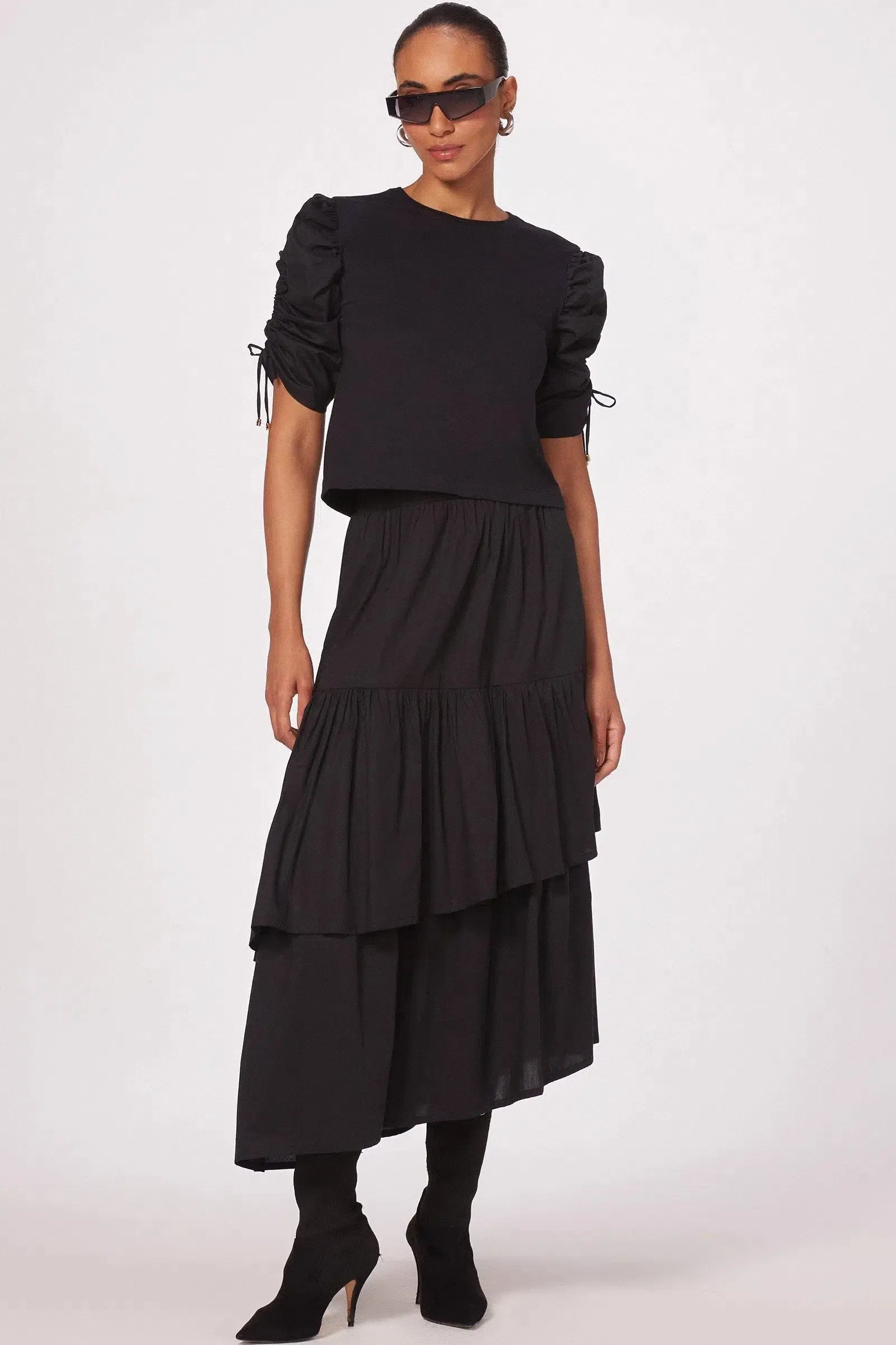 Blusa em Meia Malha com Manga Diferenciada em Tricoline 80532 Linzzi