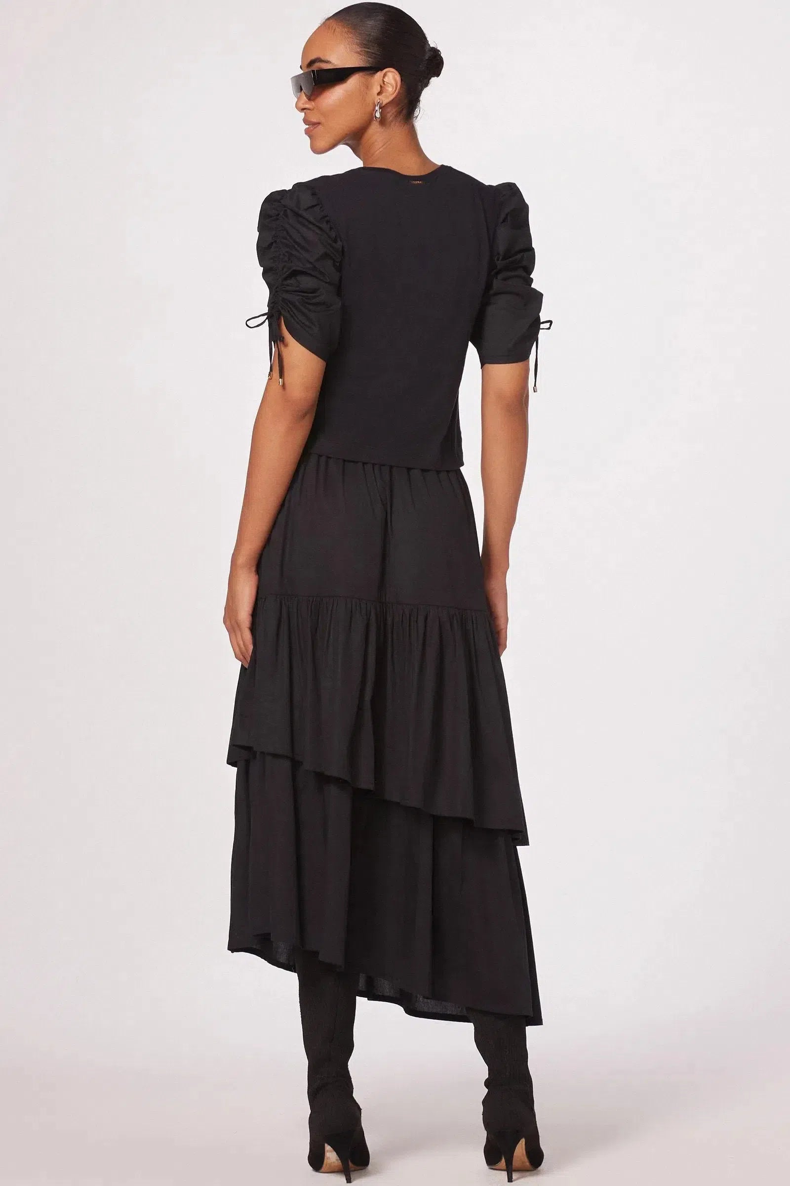 Blusa em Meia Malha com Manga Diferenciada em Tricoline 80532 Linzzi