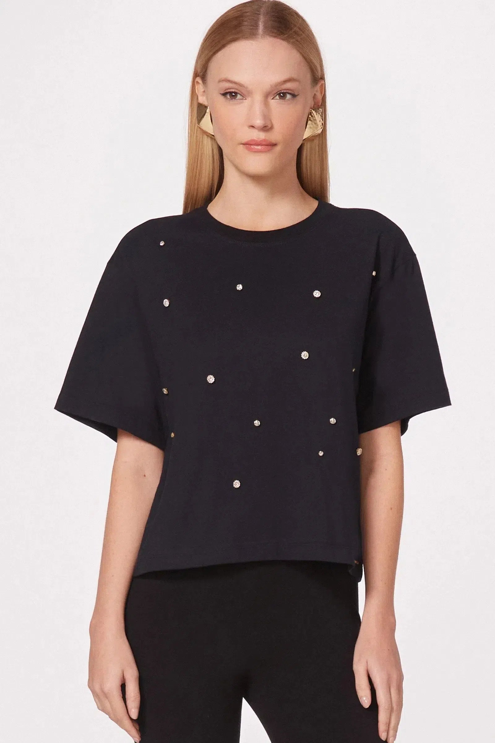 Blusa em Meia Malha com Pedrarias 80251 Linzzi