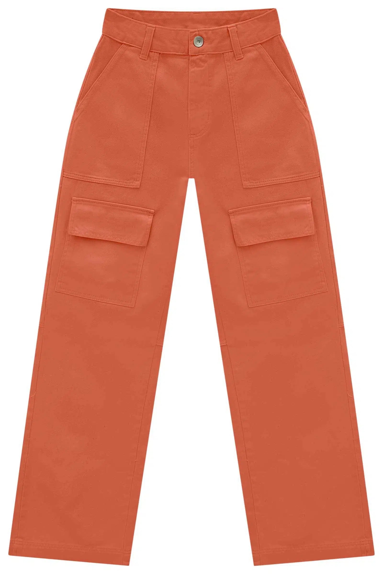 Calça Cintura Alta Wide Leg em Sarja