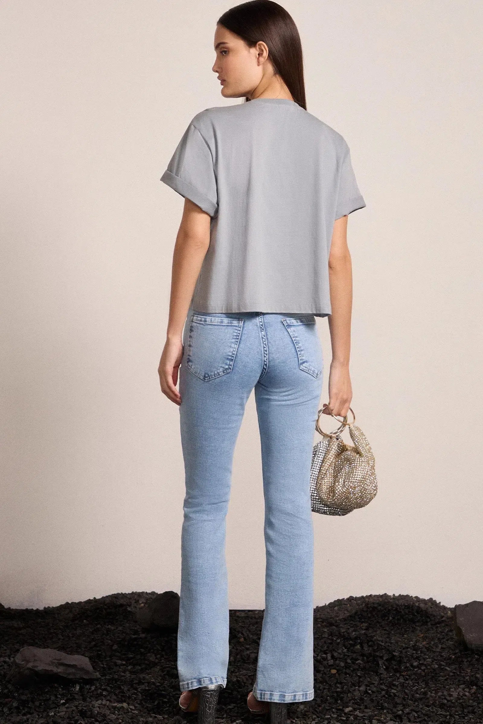 Calça Slim Flare em Denim com Elastano 79045 Linzzi