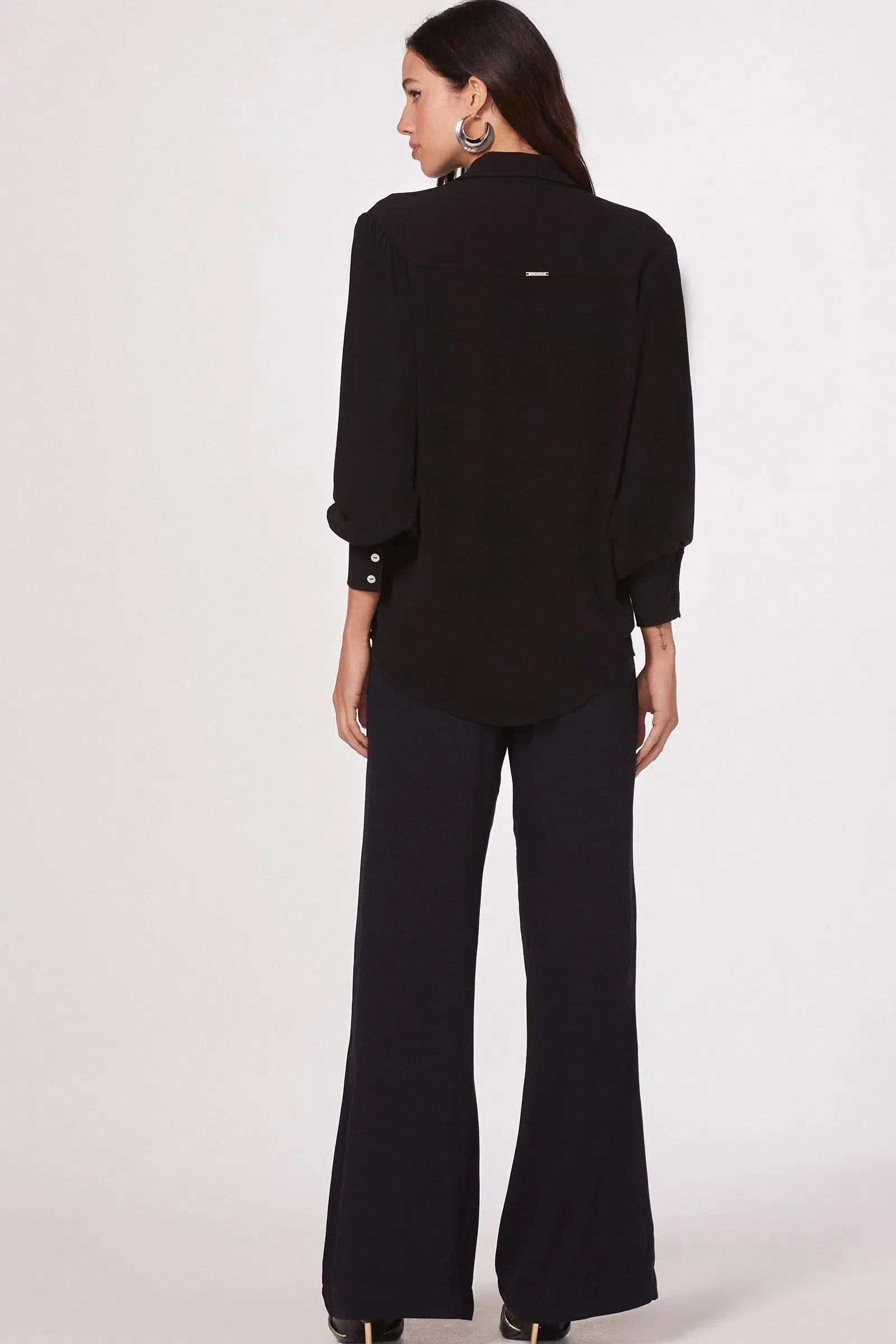 Calça Wide Leg Cintura Alta em Crepe 79397 Linzzi