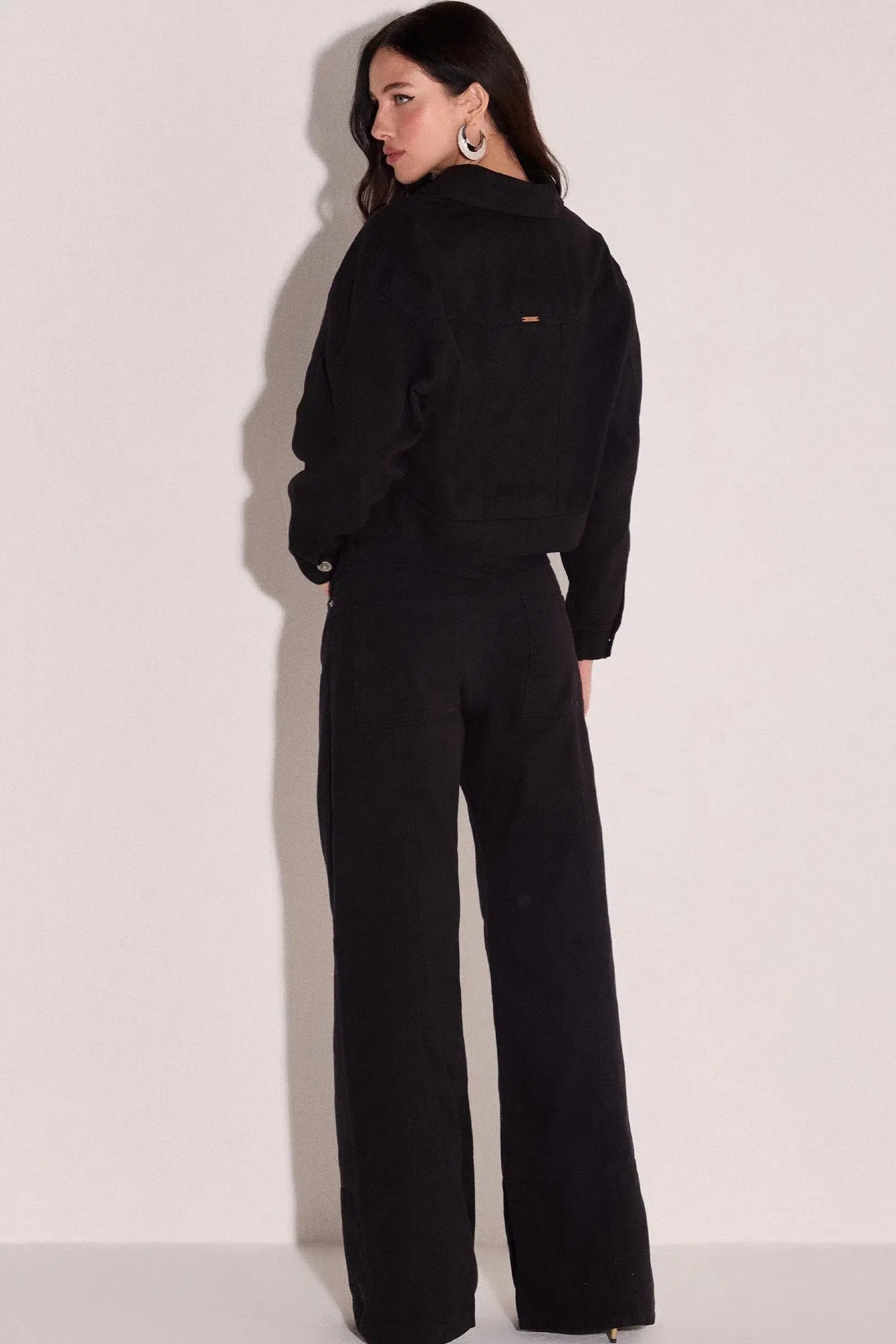 Calça Wide Leg Cintura Alta em Sarja  79064 Linzzi