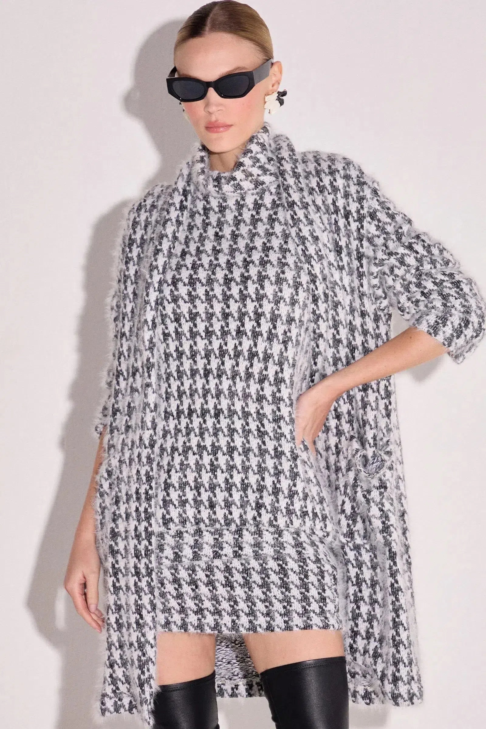 Cardigan Maxi Pullover em Tricô P&B 81439 Linzzi