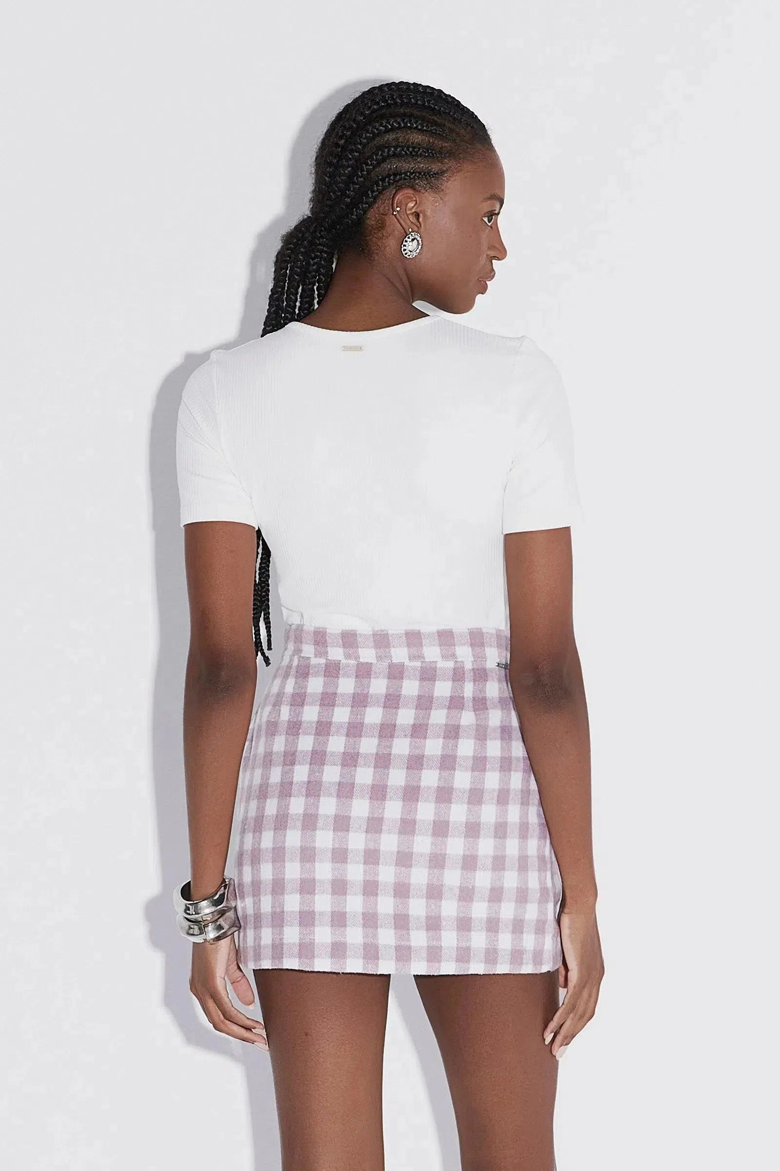 Minissaia Plissada Feminina ZHANCHTONG - Xadrez Vermelho Cintura Alta | Tênis Casual