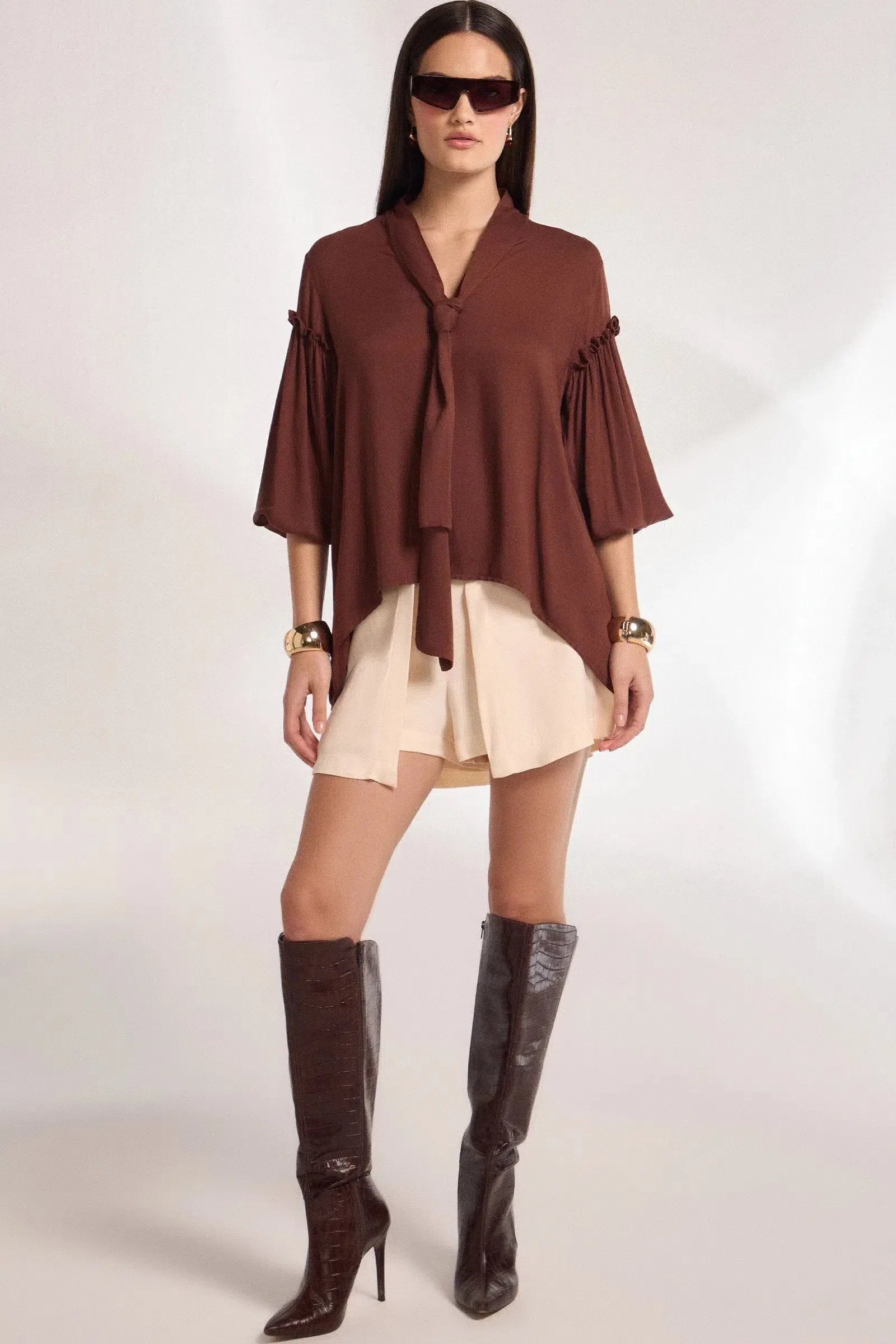 Short Saia Cintura Alta em Viscose 79393 Linzzi