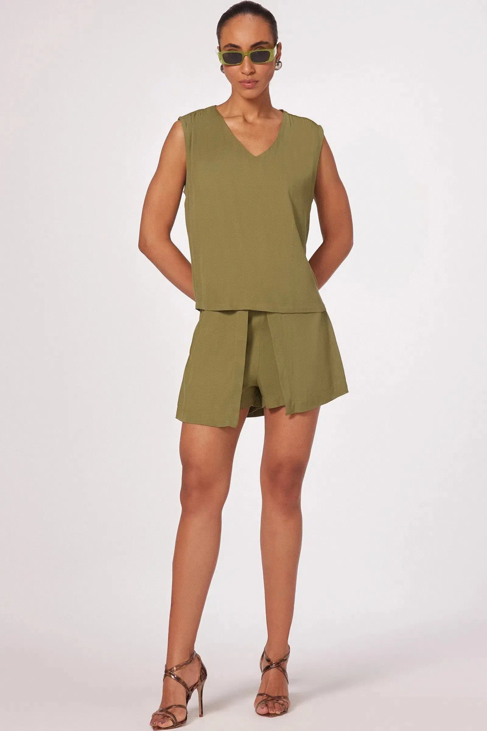 Short Saia Cintura Alta em Viscose 79393 Linzzi