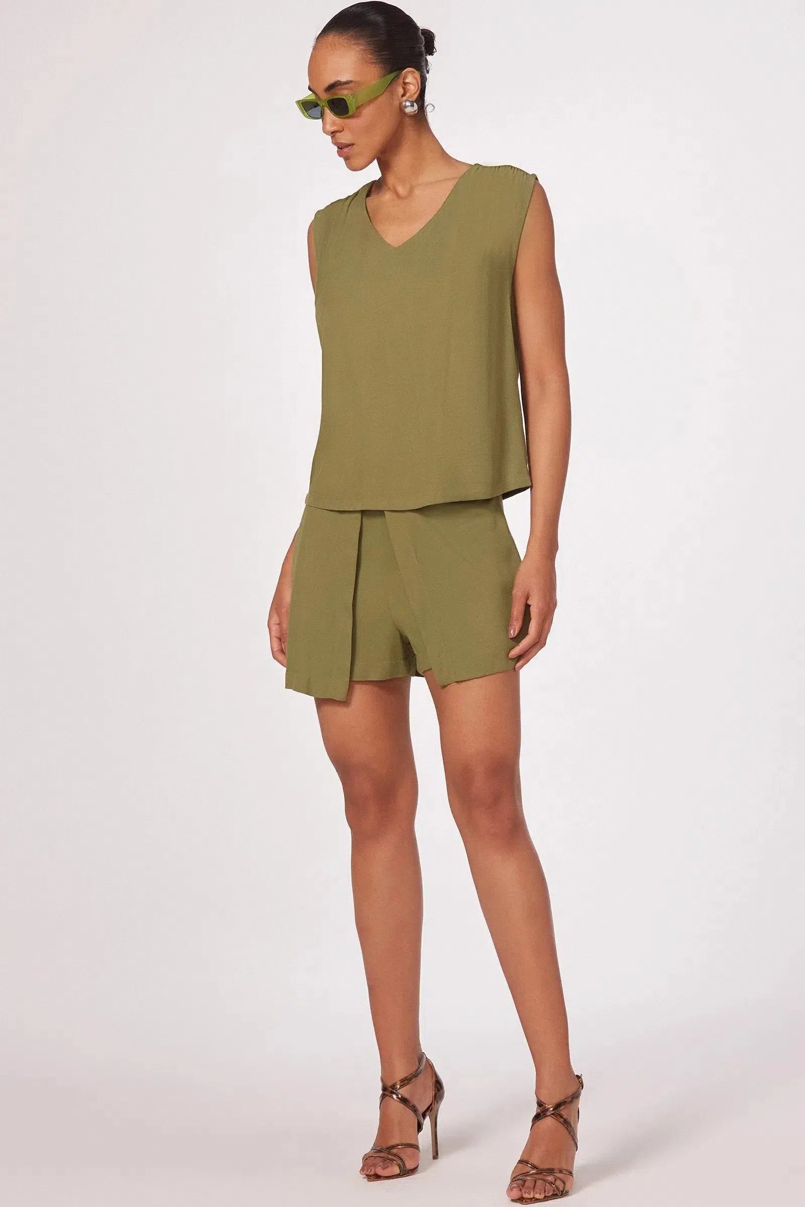 Short Saia Cintura Alta em Viscose 79393 Linzzi